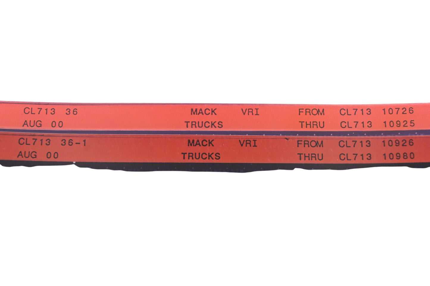 Mack CL713 36, CL713 36-1 CL71310726 - CL71310980 VRI Microfiche Lot of 2 NOS