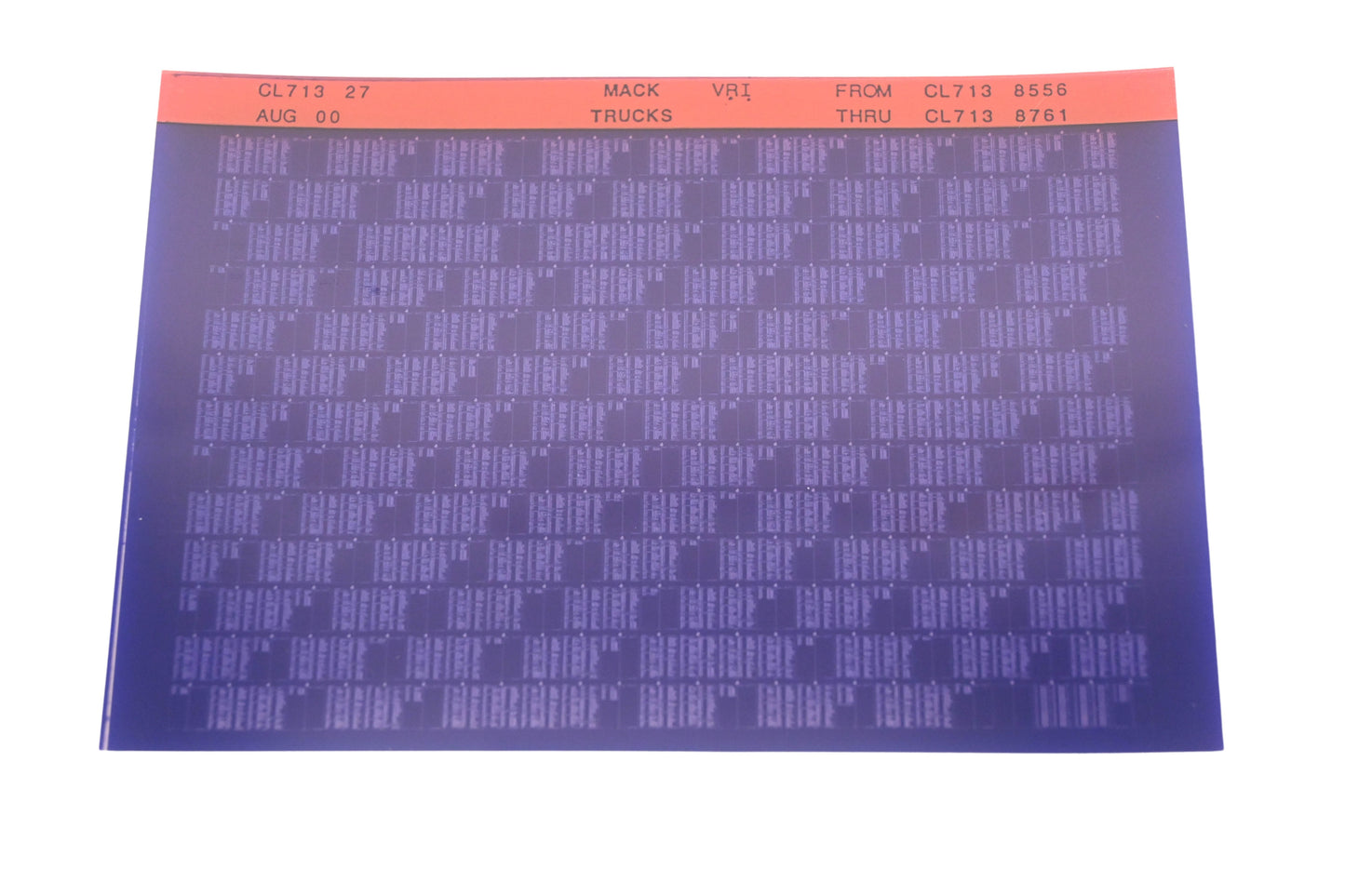 Mack CL713 27 CL7138556 - CL7138761 VRI Microfiche NOS