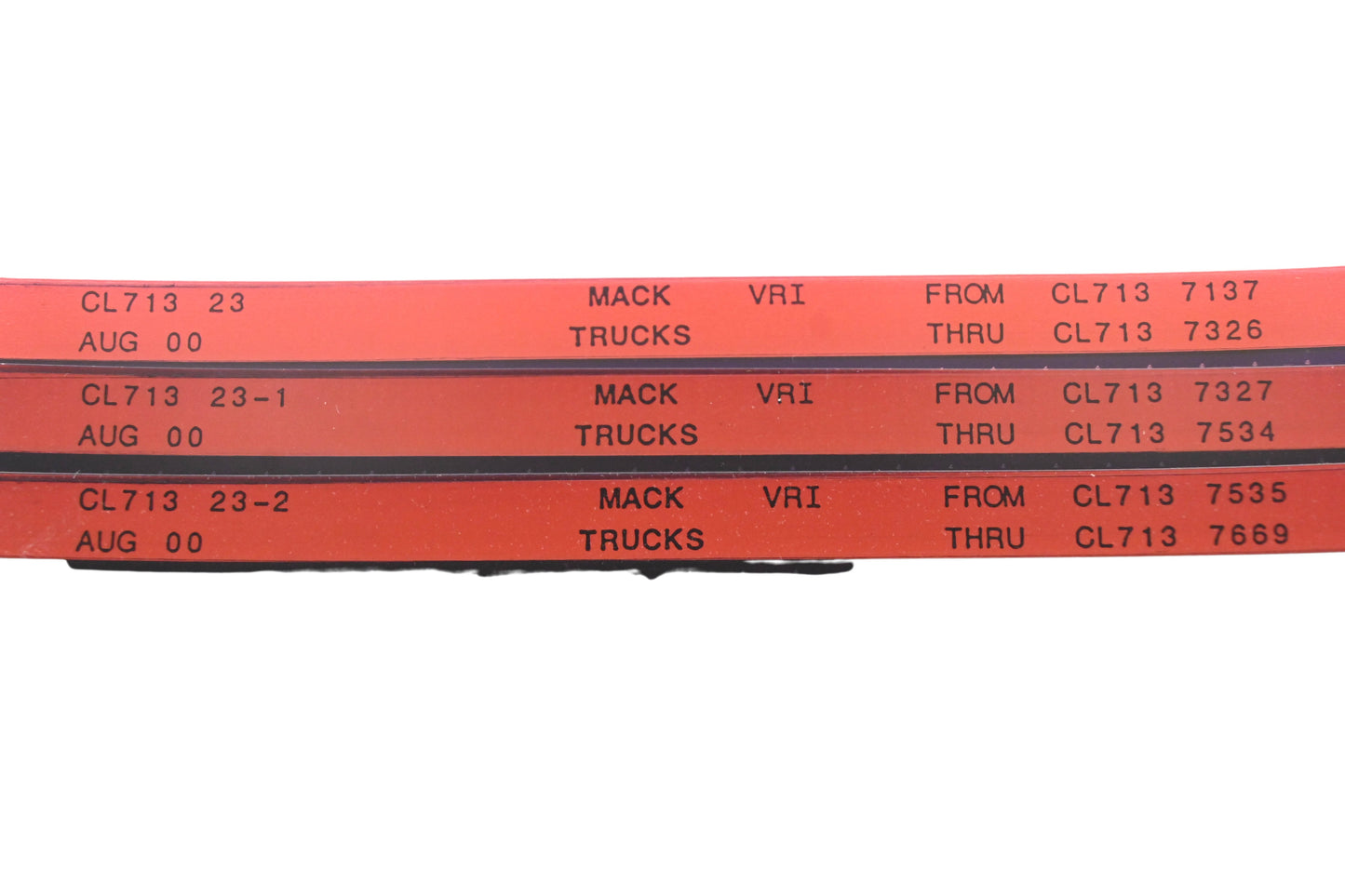 Mack CL713 23, CL713 23-1, CL713 23-2 CL7137137 -CL7137669 VRI Microfiche Lot of 3 NOS
