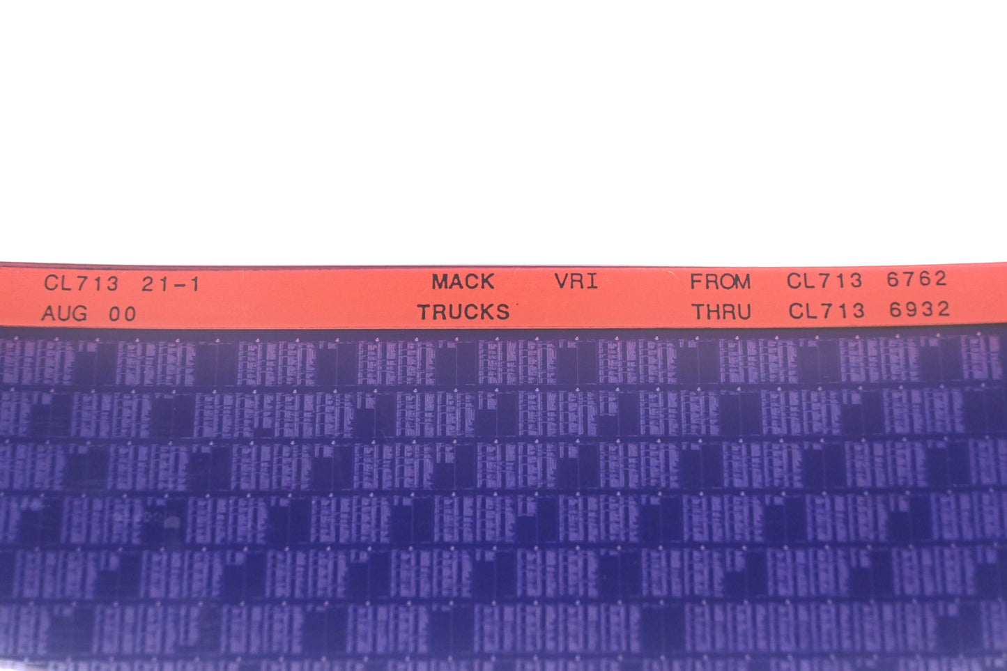 Mack CL713 21-1 CL7136762 - CL7136932 VRI Microfiche NOS