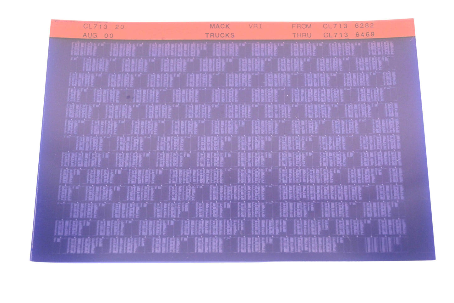Mack CL713 20 CL7136282 - CL7136469 VRI Microfiche NOS