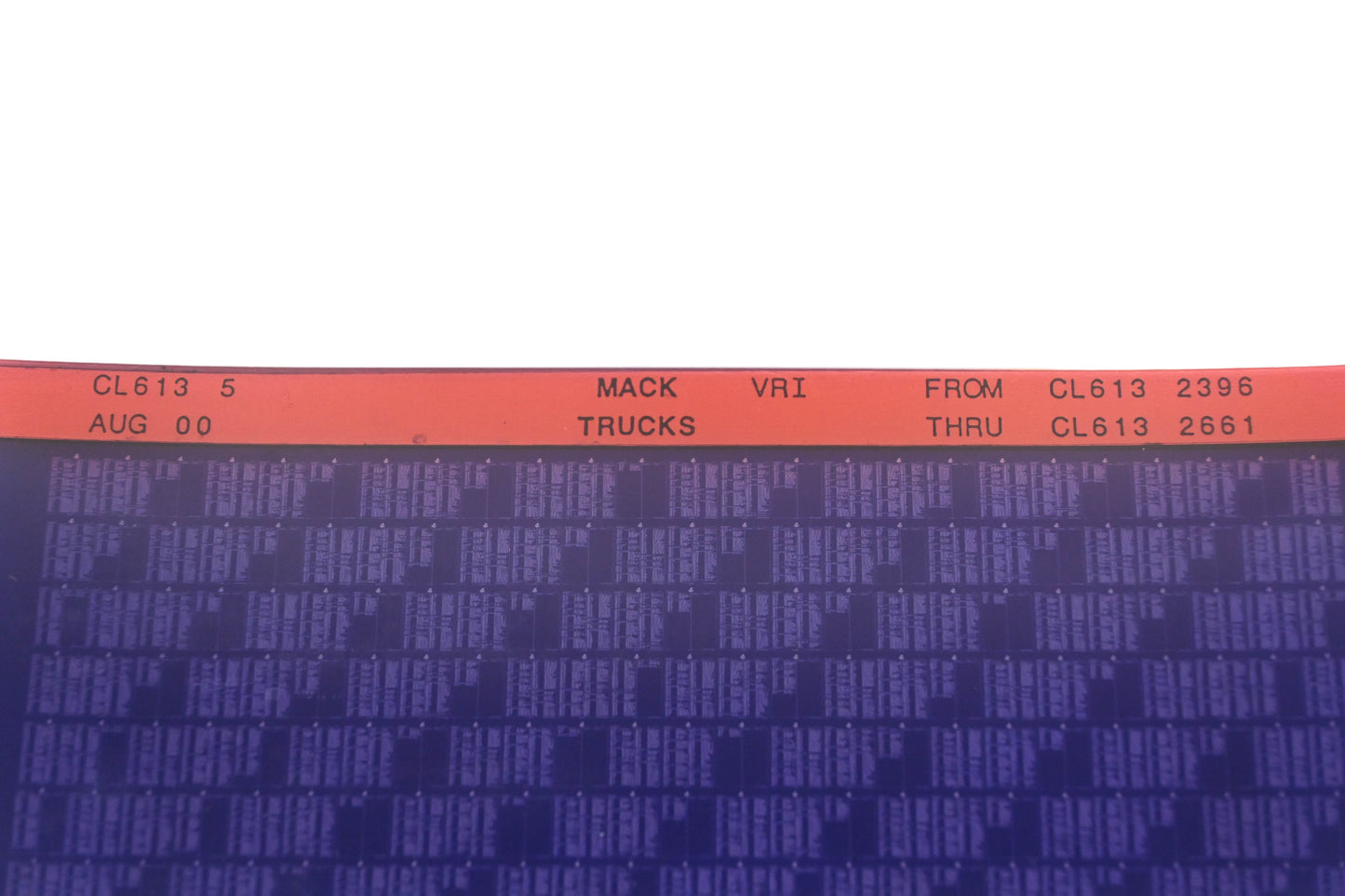 Mack CL613 5 CL6132396 - CL6132661 VRI Microfiche NOS