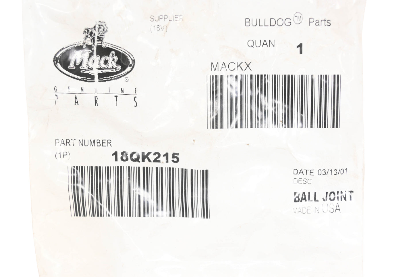 Mack 18QK215 Ball Joint Assembly NOS