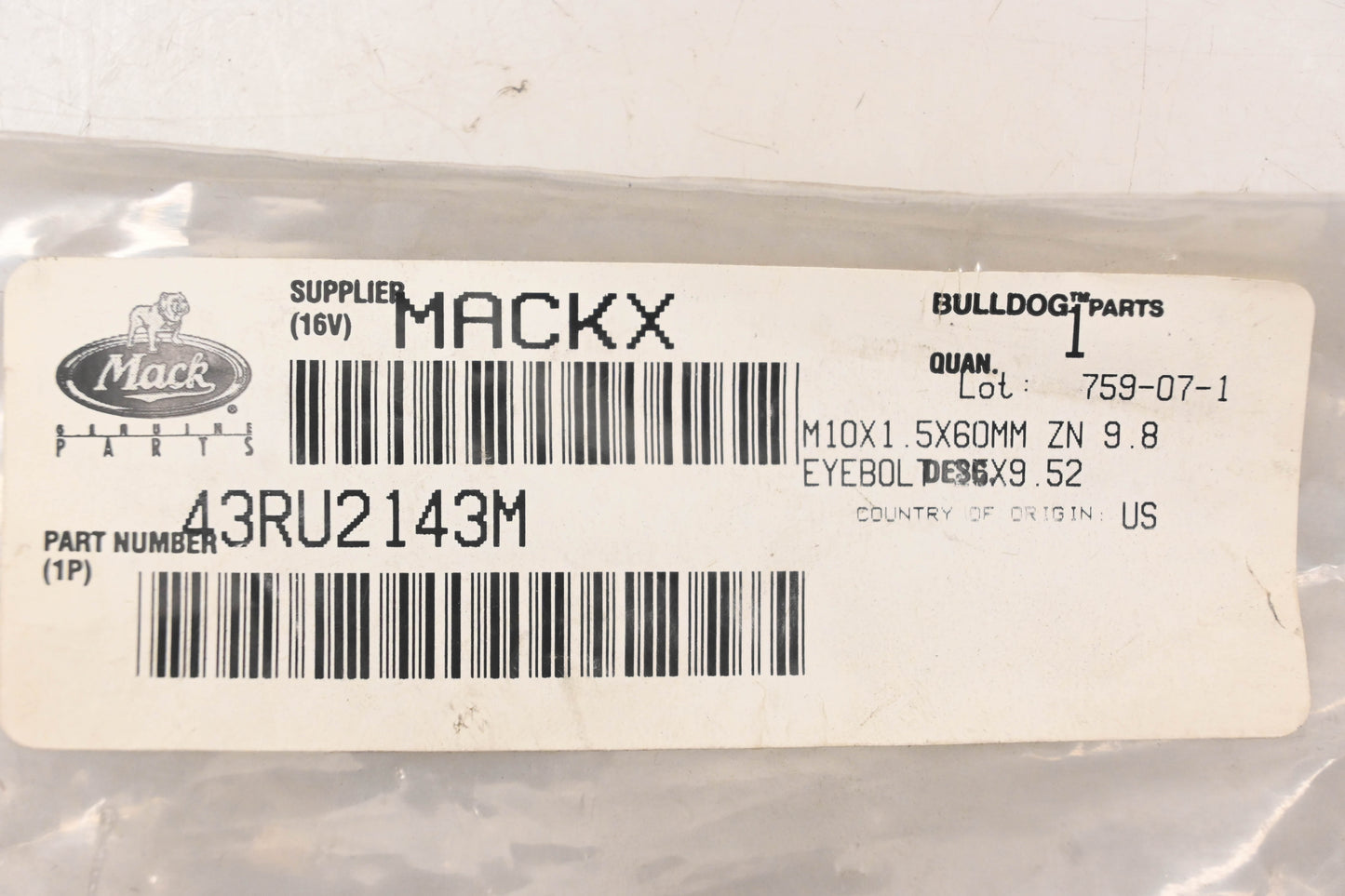 Mack 43RU2143M Eyebolt NOS