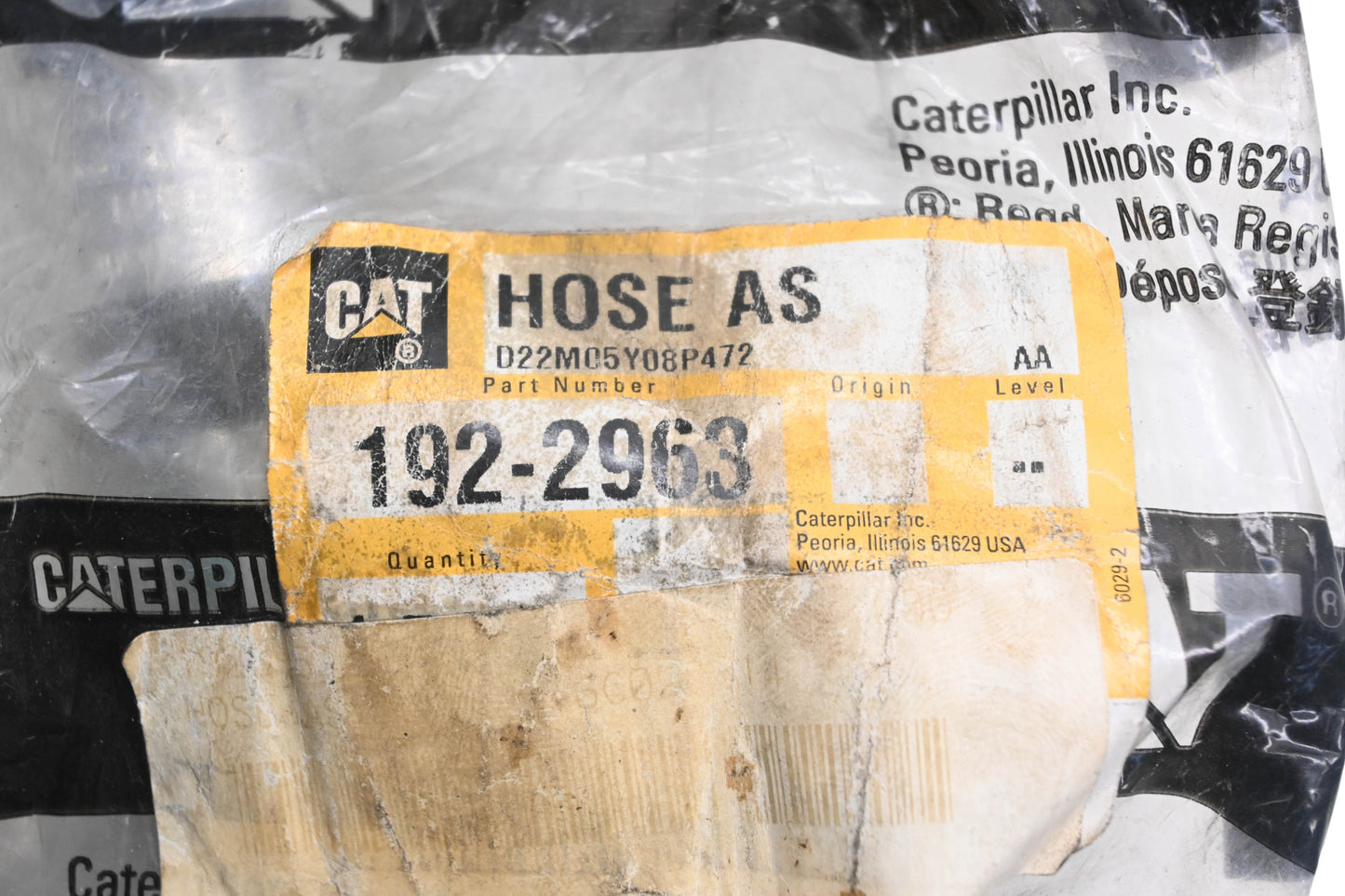 Caterpillar 192-2963 Hydraulic Pump Supply Hose Assembly NOS