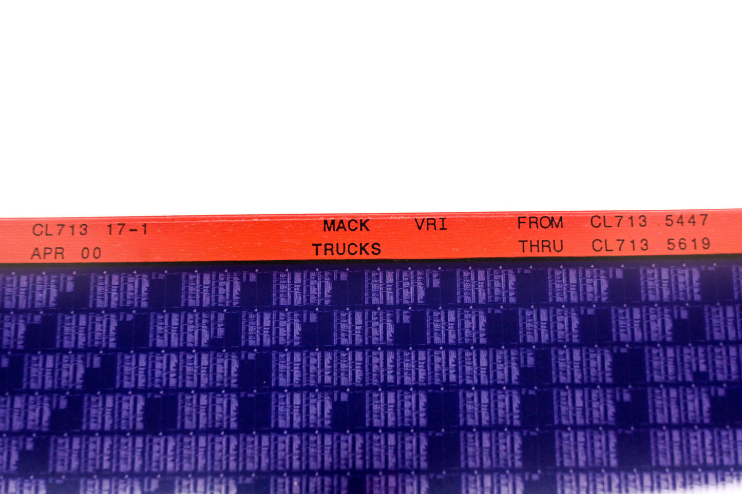 Mack CL713 17-1 CL7135447 - CL7135619 VRI Microfiche NOS