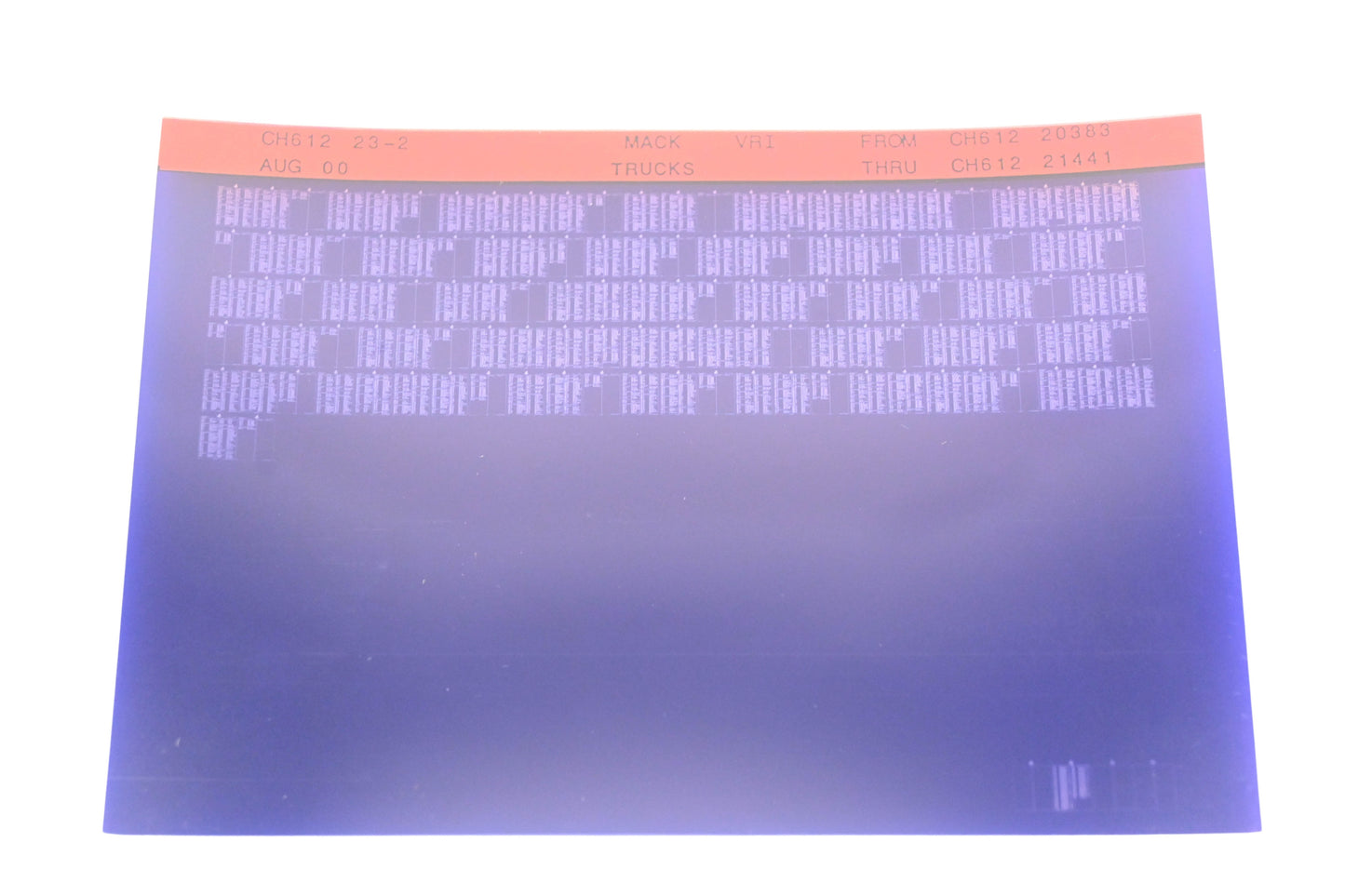 Mack CH612 23-2 CH61220383 - CH61221441 VRI Microfiche NOS
