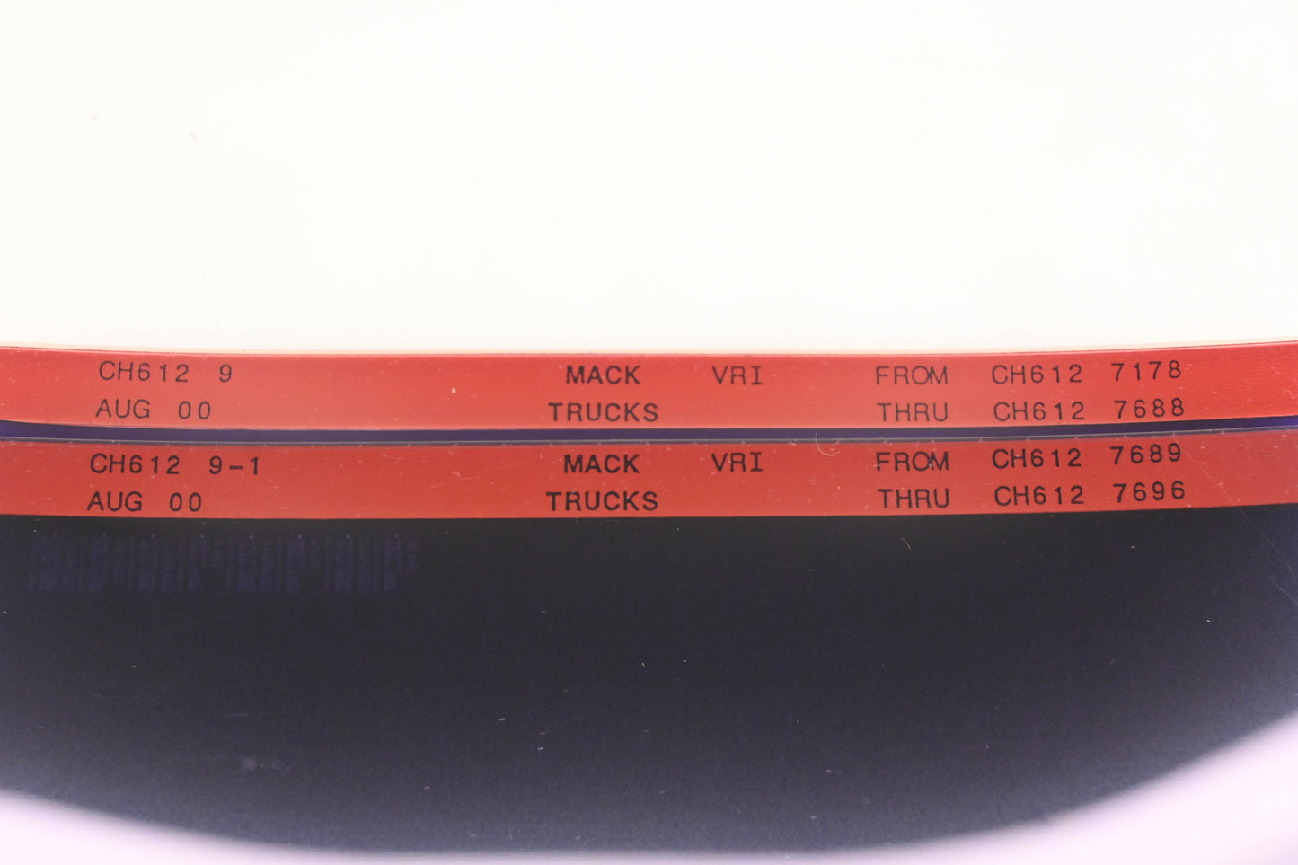 Mack CH612 9, CH612 9-1 CH6127178 - CH6127696 VRI Microfiche Lot of 2 NOS