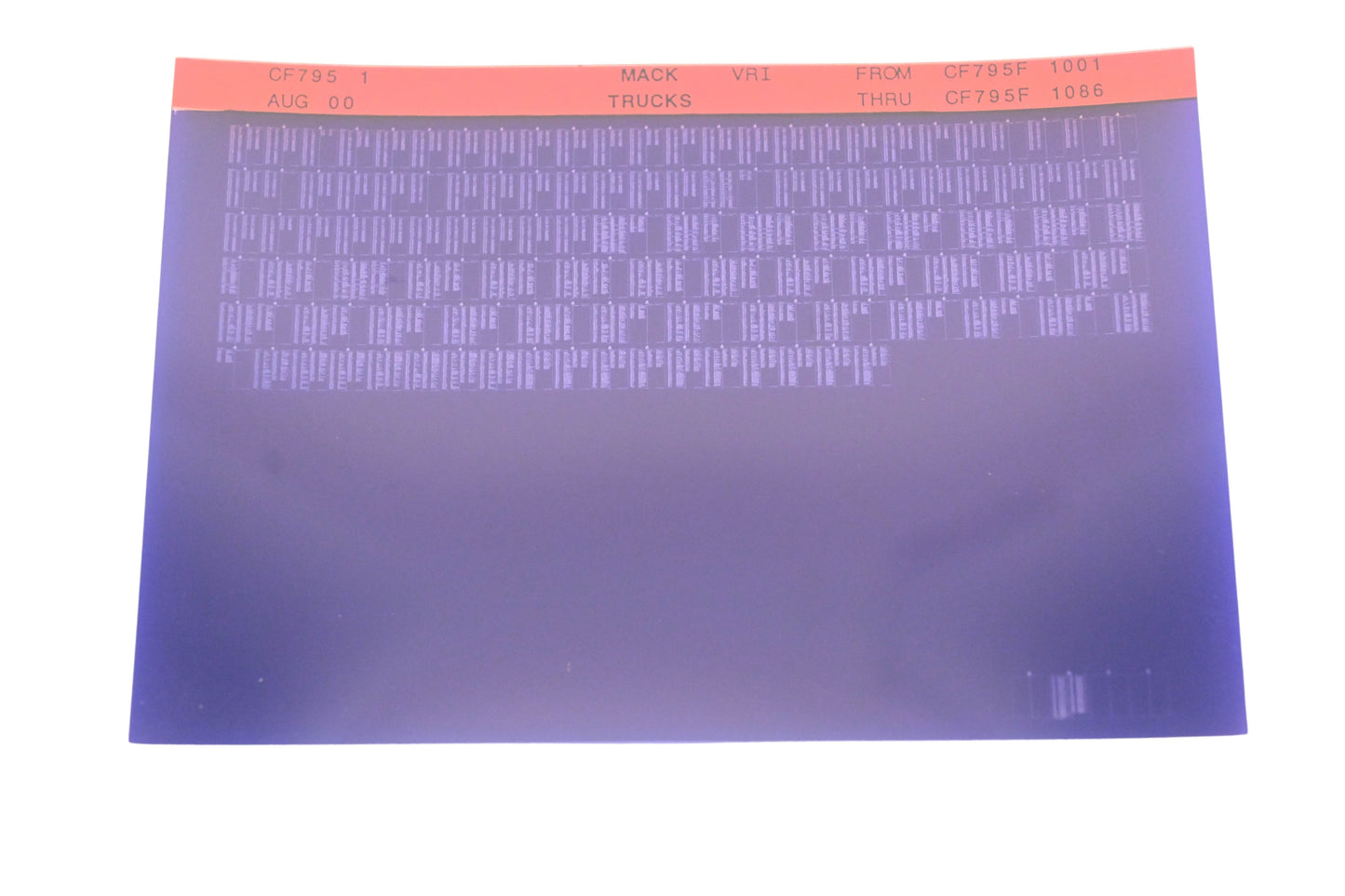 Mack CF795 1 CH795F1001 - CF795F1086 VRI Microfiche NOS