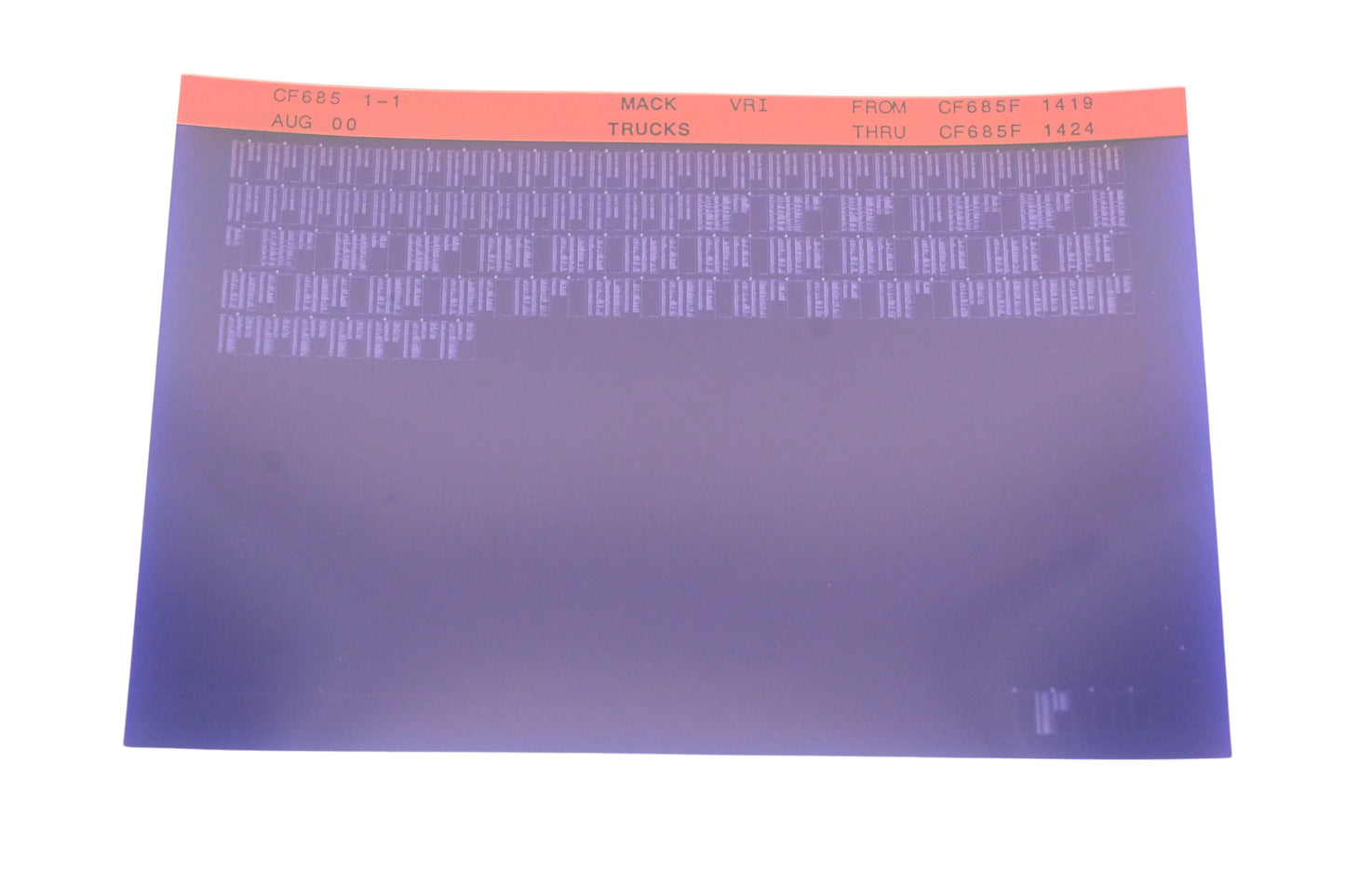 Mack CF685 1-1 CF685F1419 - CF685F1424 VRI Microfiche NOS
