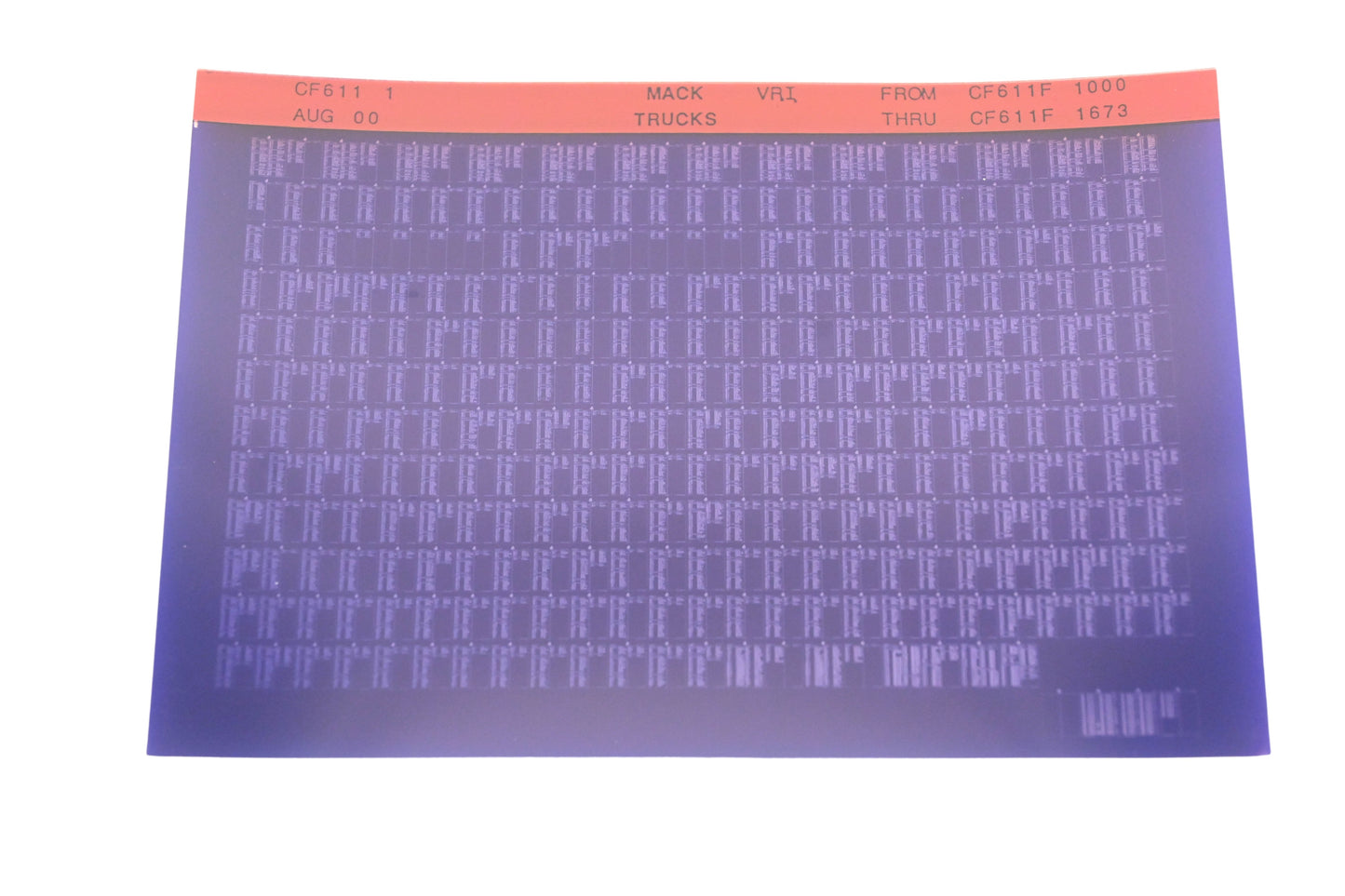 Mack CF611 1 CF611F1000 - CF611F1673 VRI Microfiche NOS