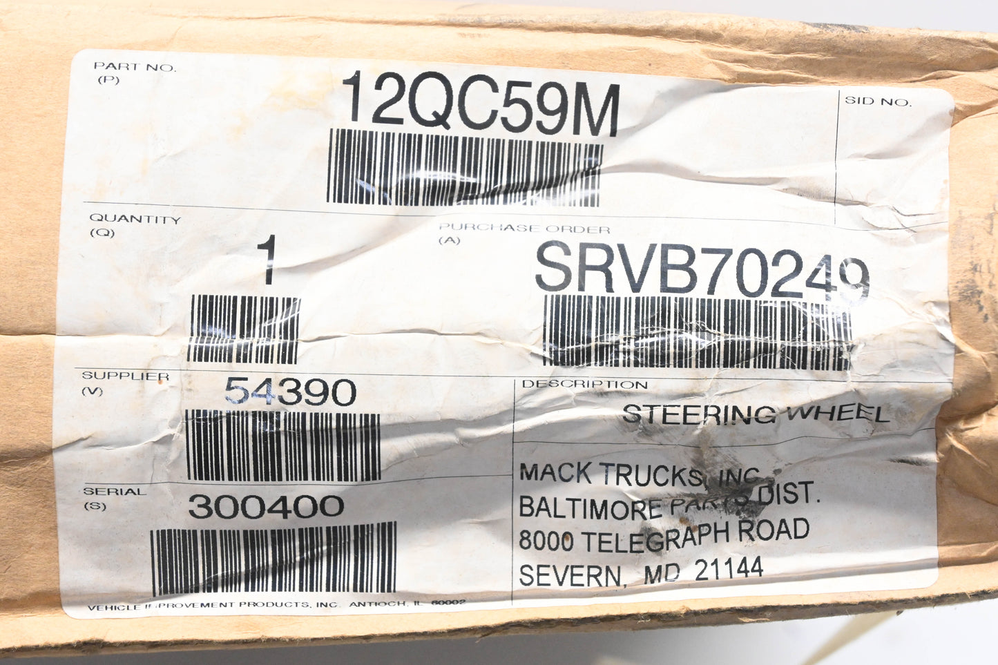 Mack 12QC59M Steering Wheel NOS