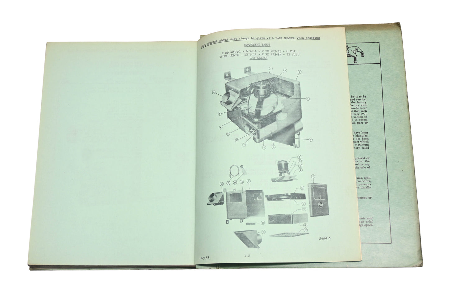 Mack 2389 1956 Model B-60T Truck Parts List Manual