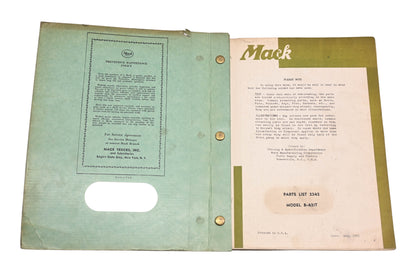 Mack 2342 1955 Model B-421T Parts List Manual