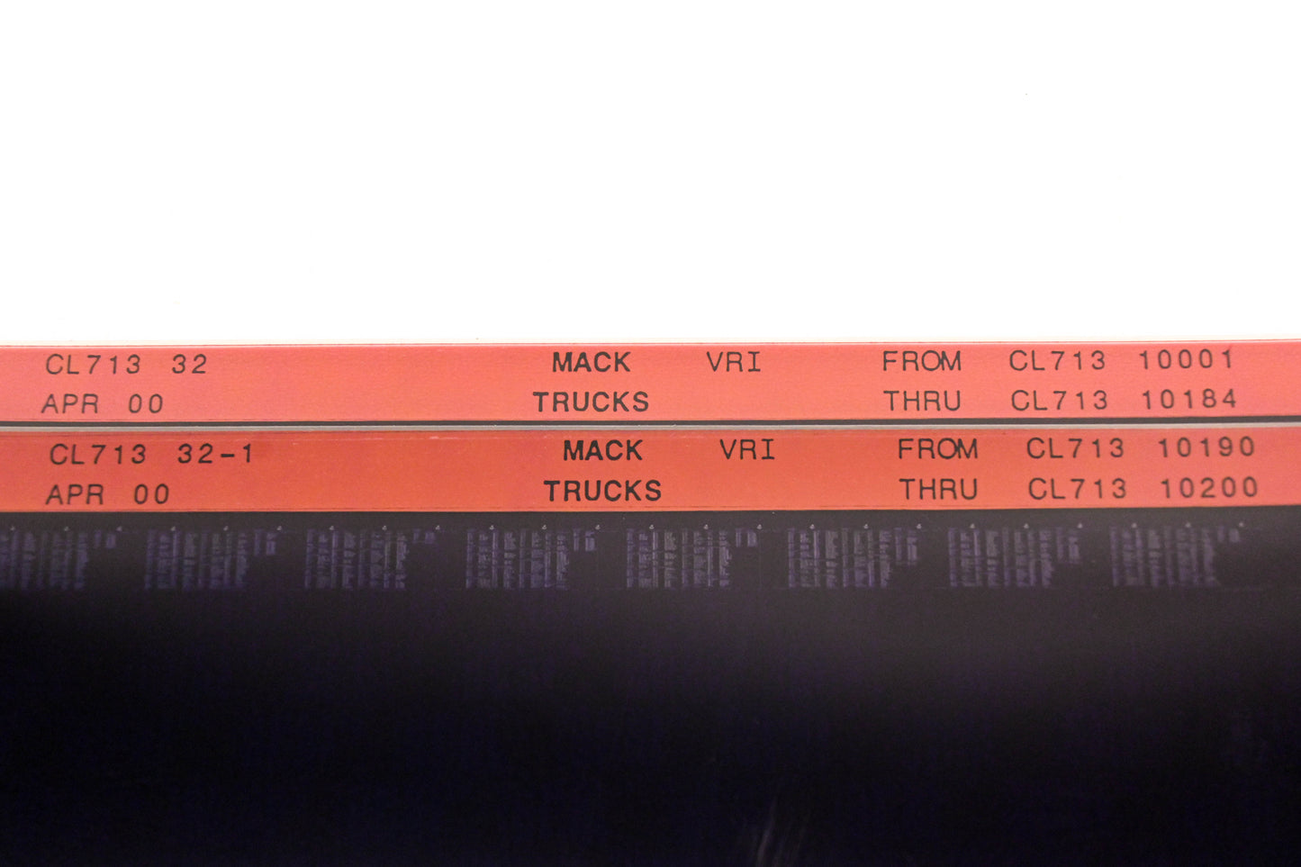 Mack CL713 32, CL713 32-1 CL71310001 - CL71310200 VRI Microfiche Lot of 2 NOS