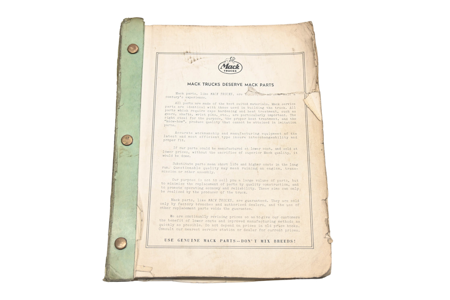 Mack 2216 1953 END673 Diesel Engine Parts List Manual