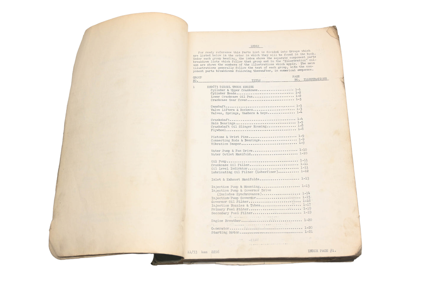 Mack 2216 1953 END673 Diesel Engine Parts List Manual
