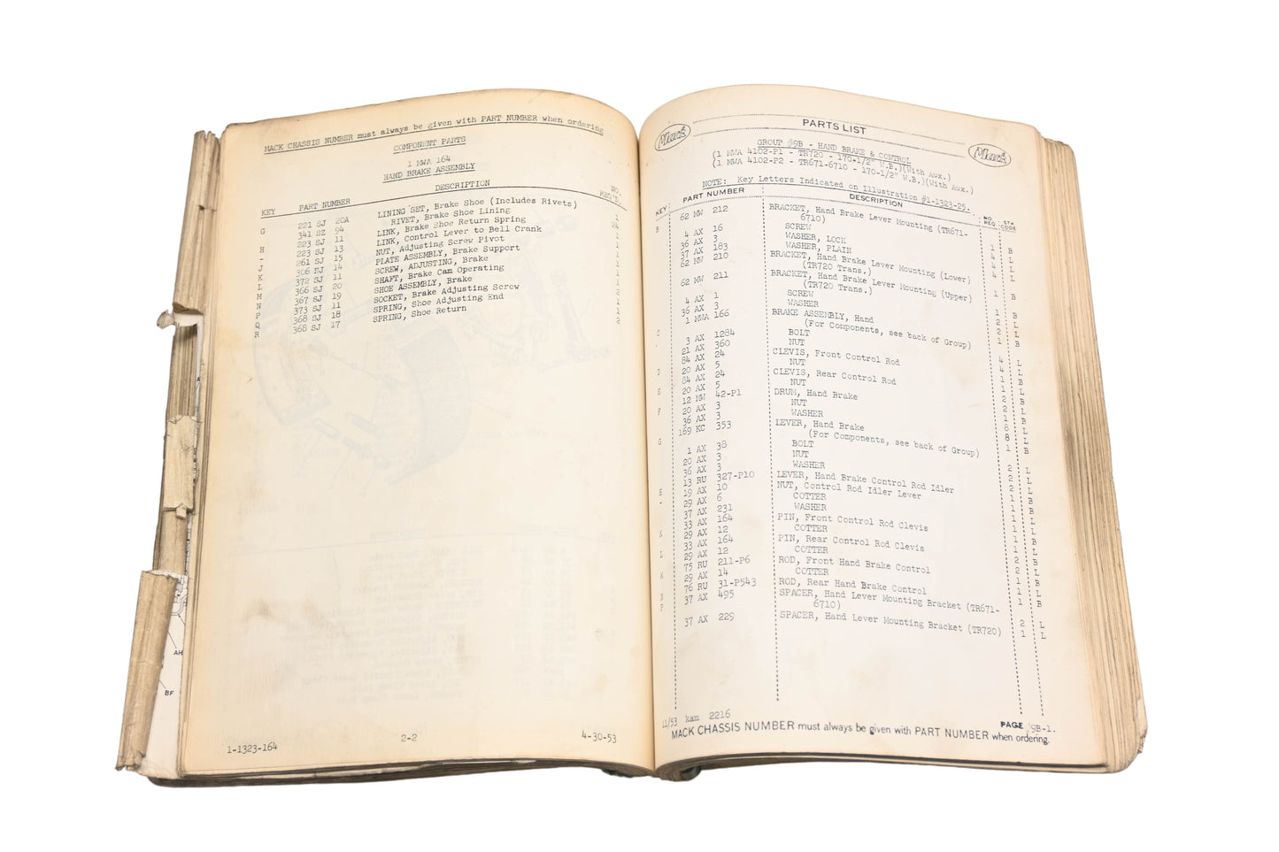 Mack 2216 1953 END673 Diesel Engine Parts List Manual