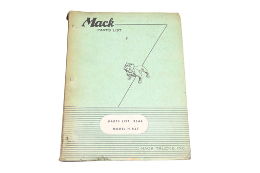 Mack 2346 1956 Model H-62T Parts List Manual