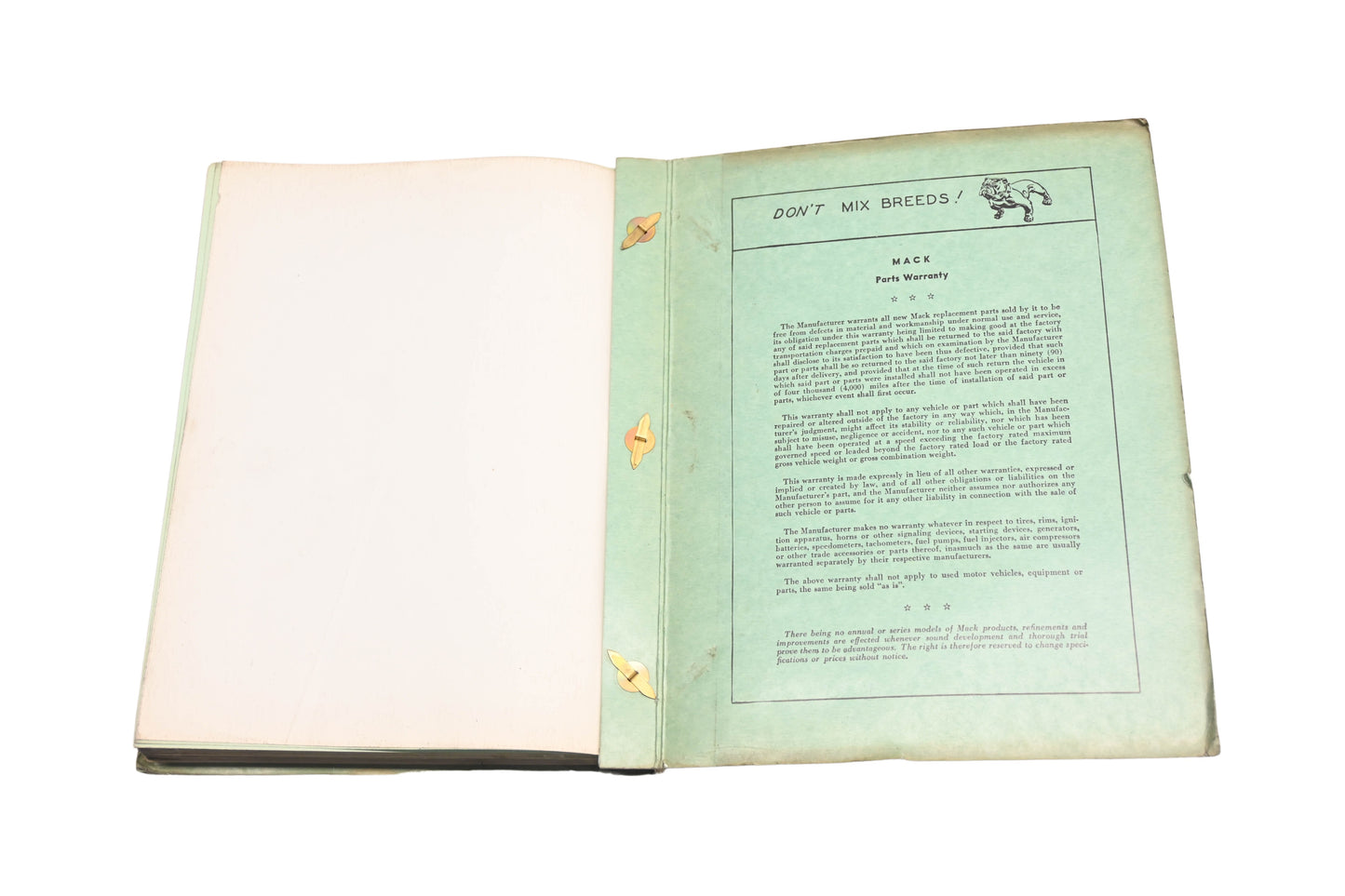 Mack 2346 1956 Model H-62T Parts List Manual