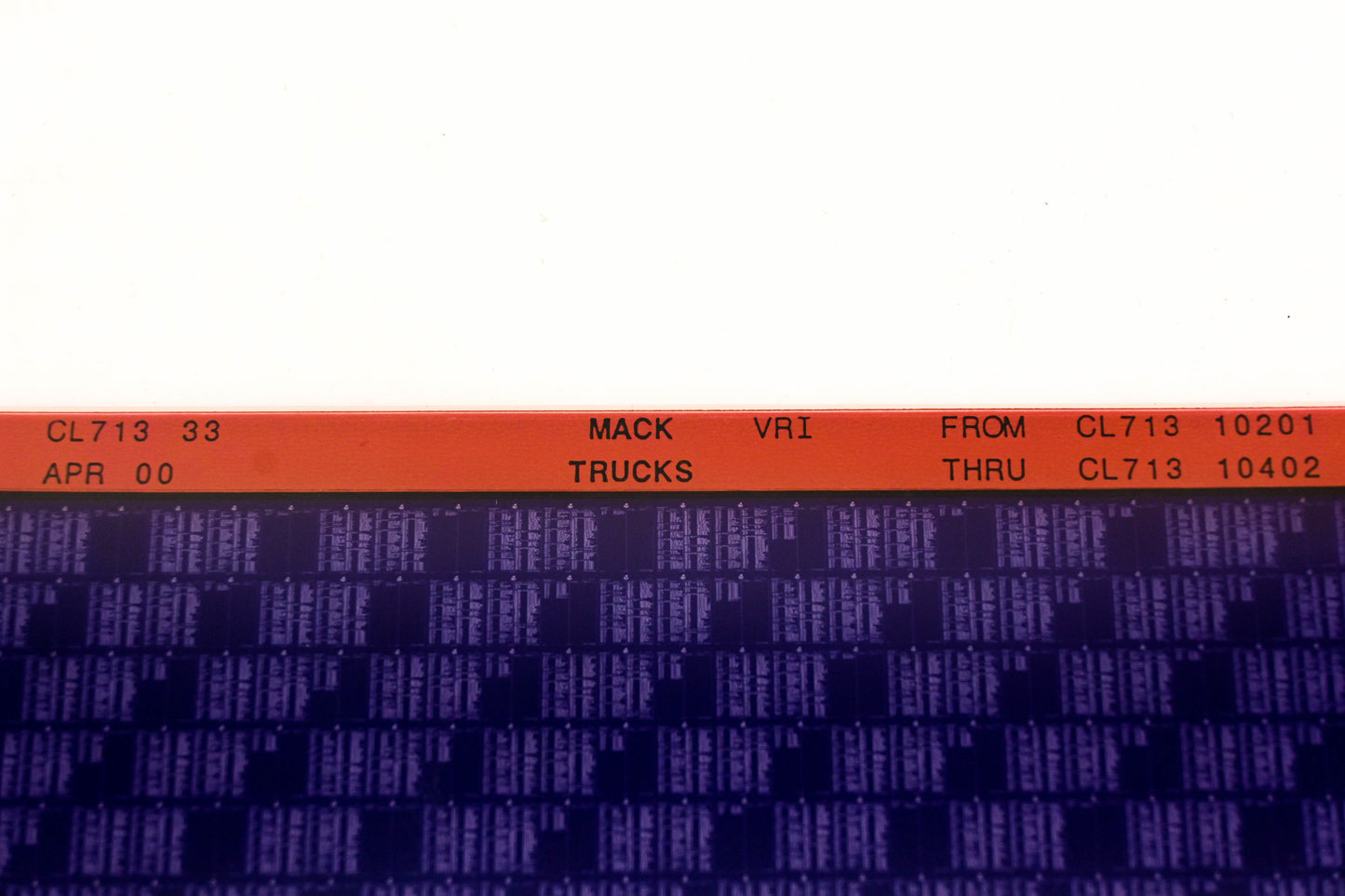 Mack CL713 33 CL71310201 - CL71310402 VRI Microfiche NOS