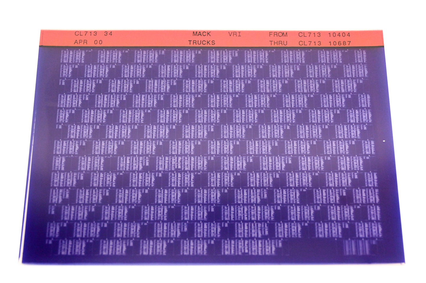 Mack CL713 34 CL71310404 - CL71310687 VRI Microfiche NOS