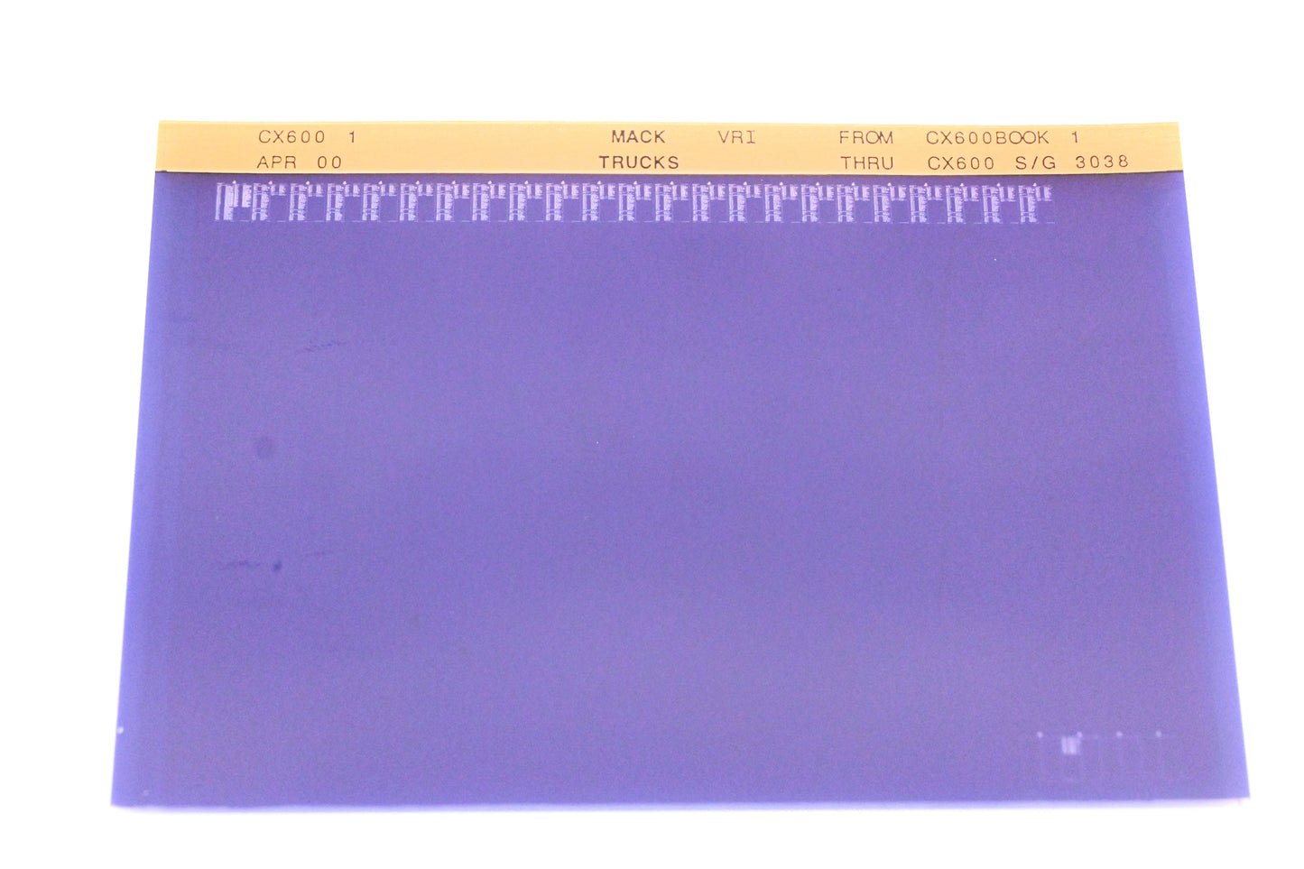 Mack CX600 1 CX600BOOK1 - CX600 S/G3038 VRI Microfiche NOS