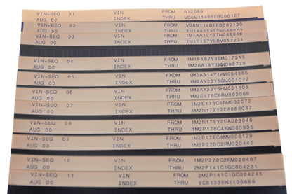 Mack VIN-SEQ 01, VIN-SEQ 02, VIN-SEQ 11 Vin Index A12066 -9C81339W1136669 Microfiche Lot of 11 NOS