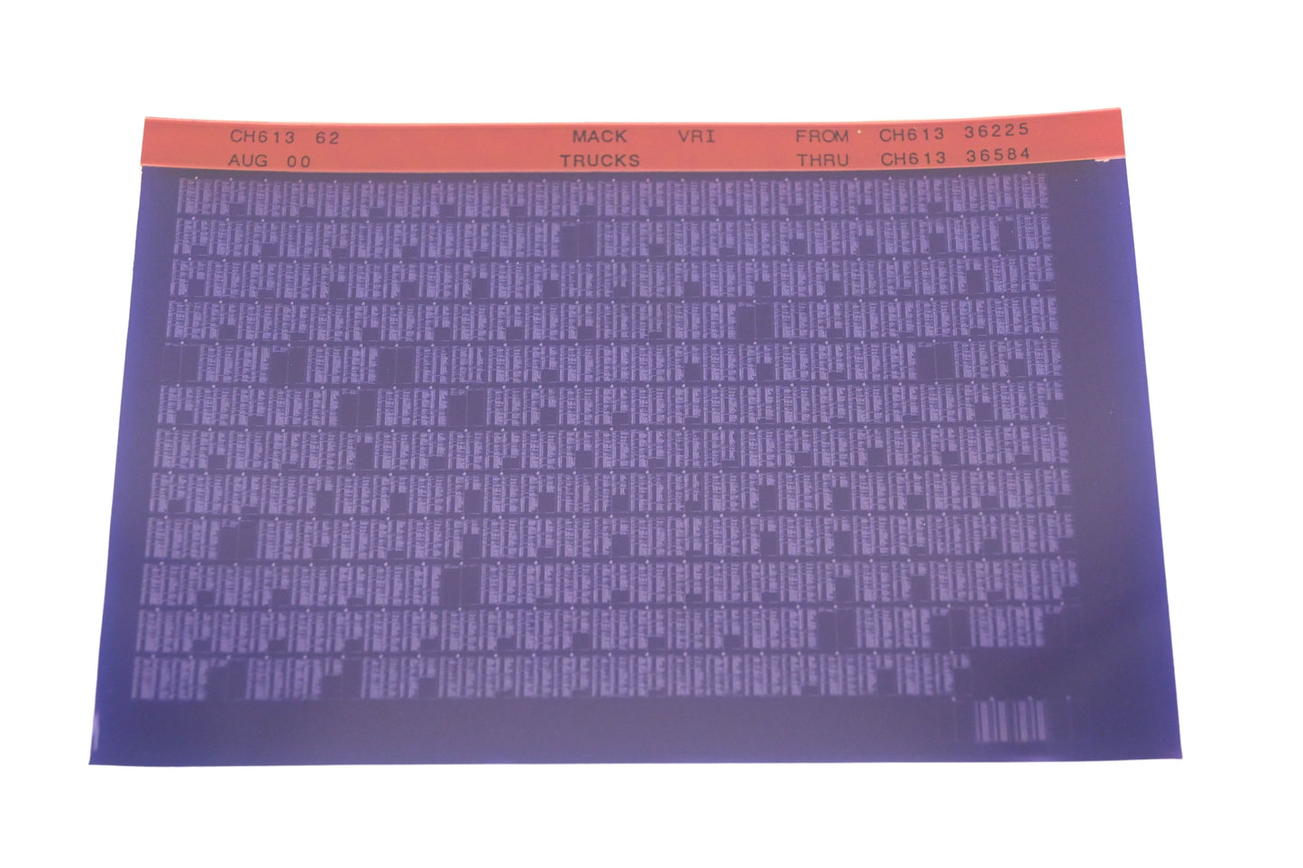 Mack CH613 62 CH61336225 - CH61336584 VRI Microfiche NOS
