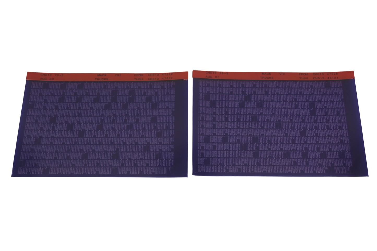 Mack CH613 79-2, CH613 79-3 CH61347222 - CH61348121 VRI Microfiche Lot of 2 NOS