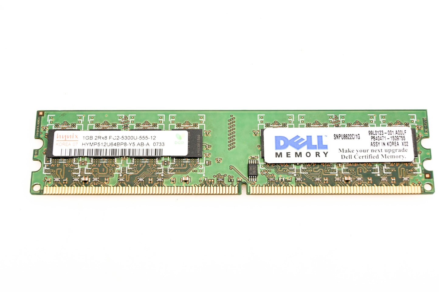 Hynix HYMP512U64BP8-Y5, SNPU8622C/1G Dell 1GB 2Rx8 PC2-5300U-555-12 DDR2 Memory Stick