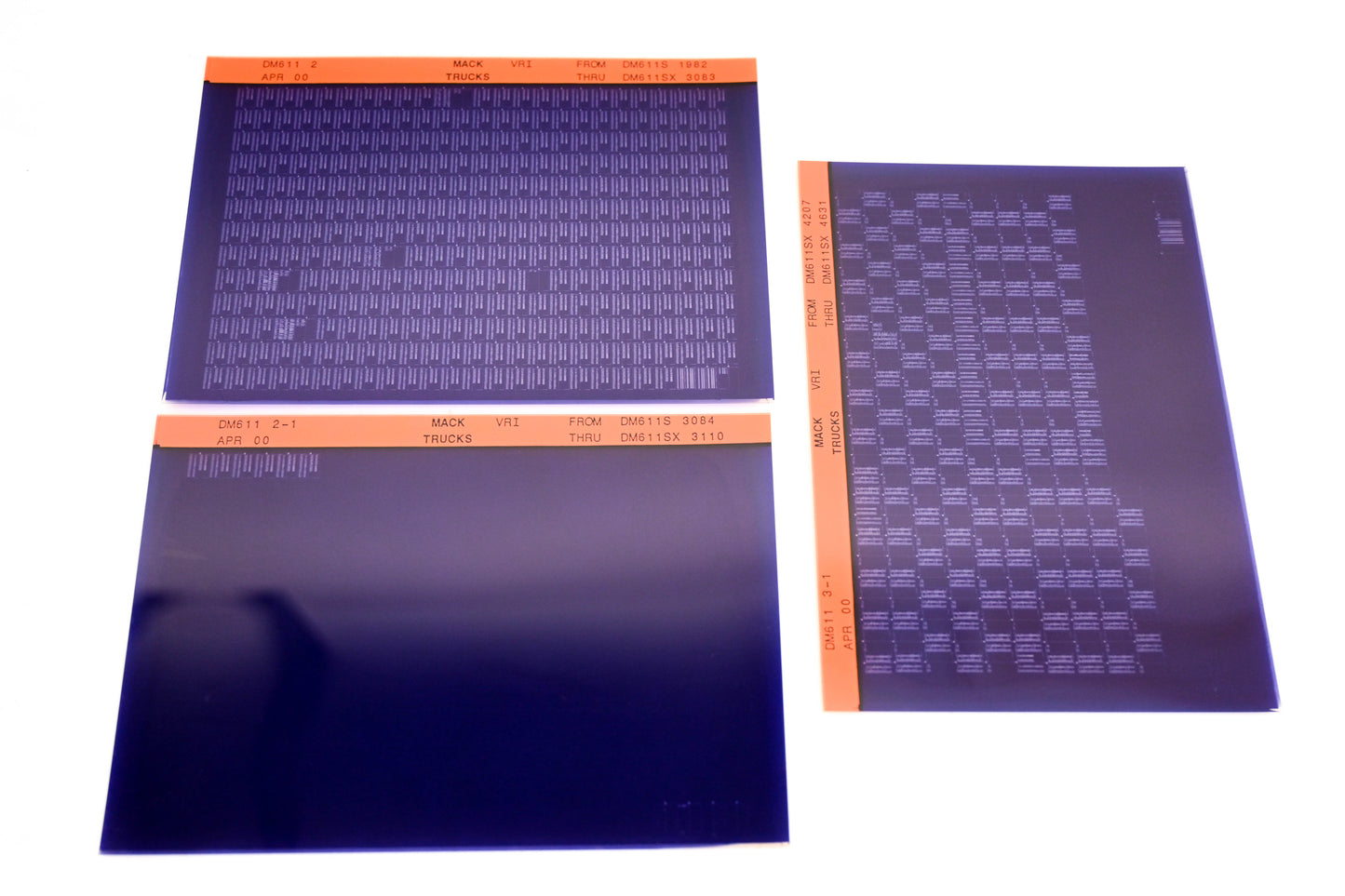 Mack DM611 2, DM611 2-1, DM611 3-1 DM611S1982 - DM611SX4631 VRI Microfiche Lot of 3 NOS