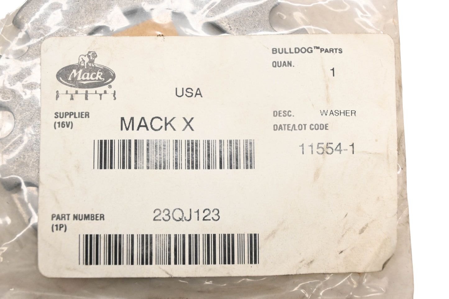 Mack 23QJ123 Front Wheel Washer NOS