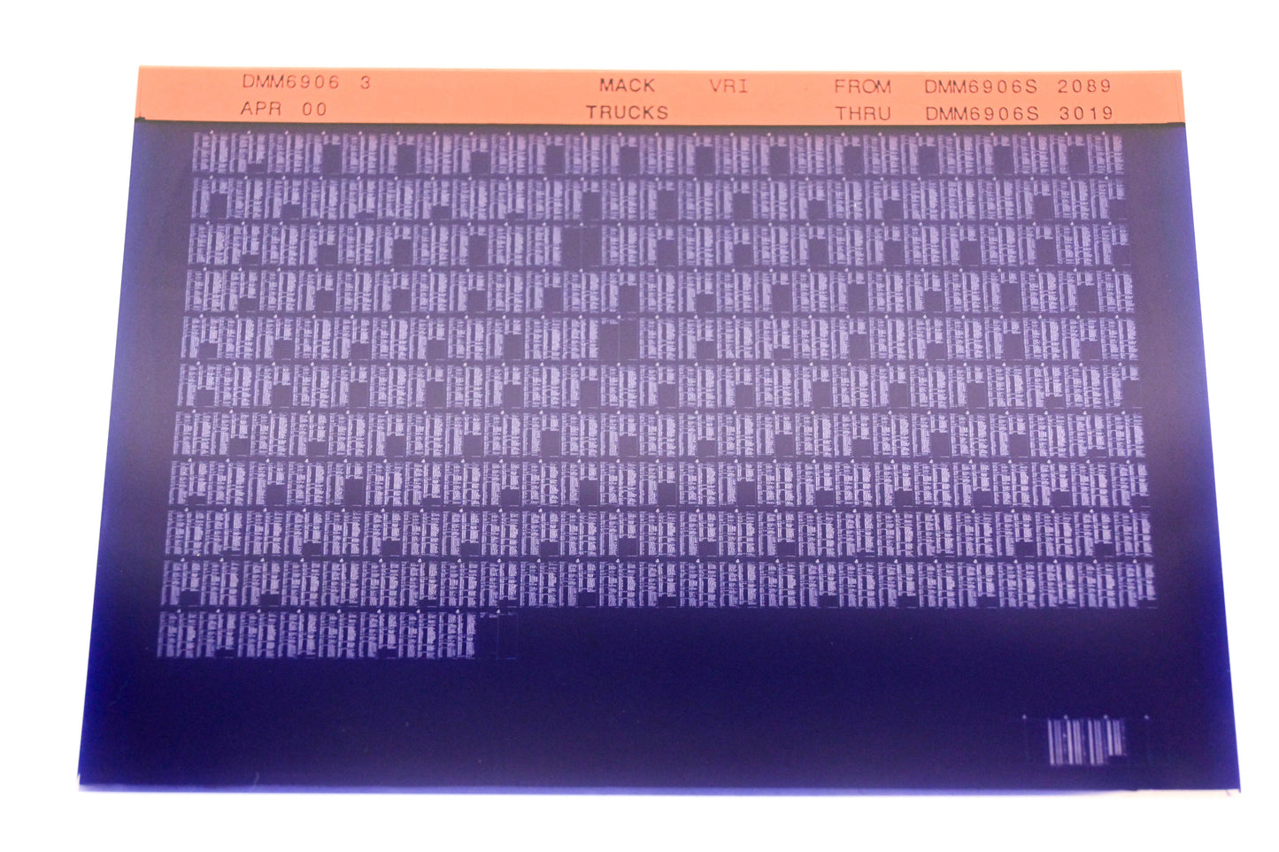Mack DMM6906 3 DMM6906S2089 - DMM6906S3019 VRI Microfiche NOS