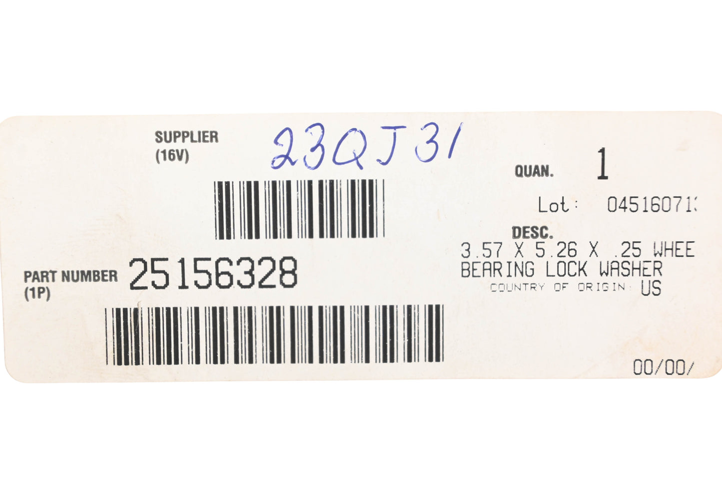 Mack 25156328, 23QJ31 Wheel Bearing Lock Washer NOS
