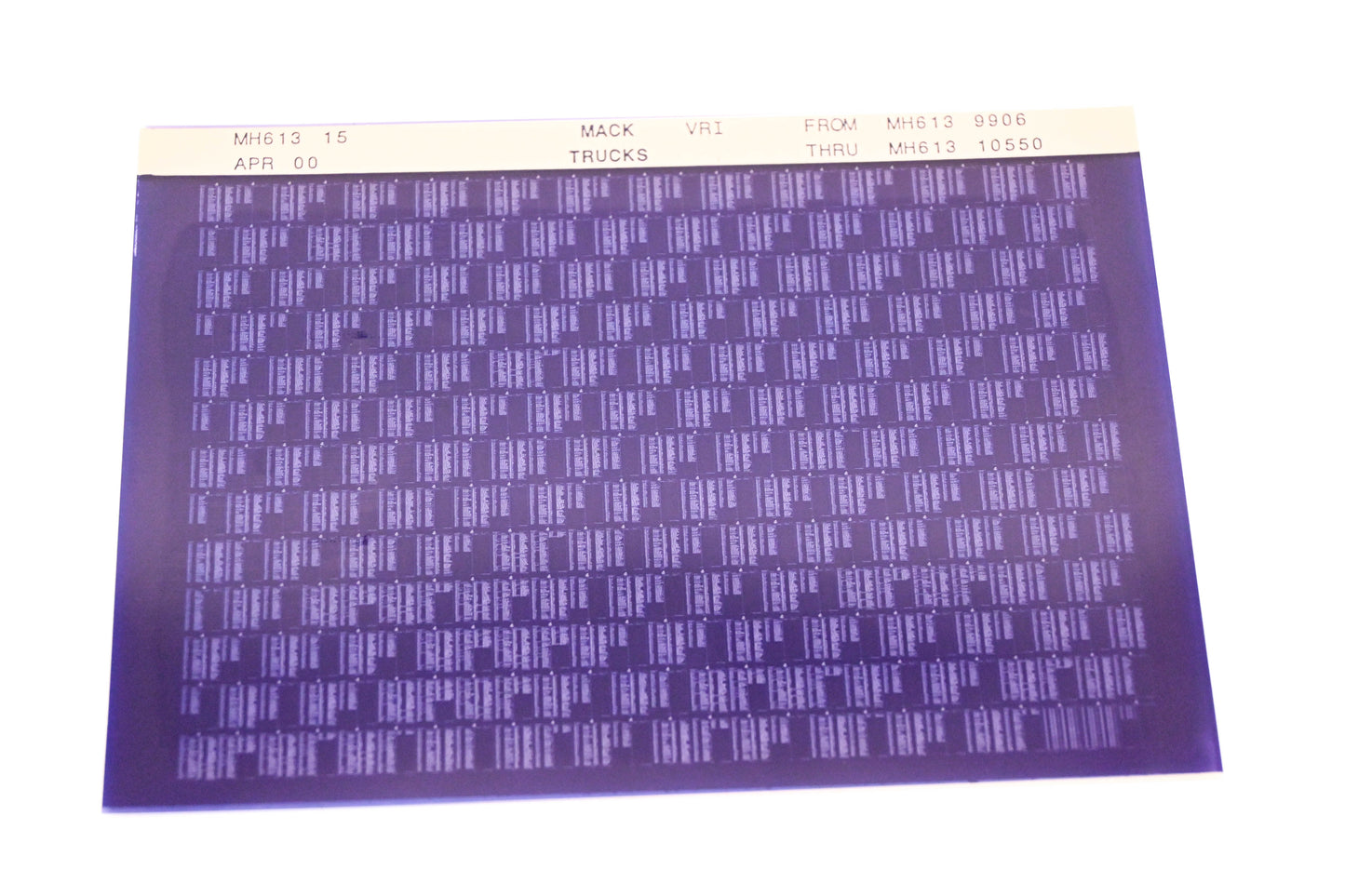 Mack MH613 15 MH6139906 - MH61310550 VRI Microfiche NOS
