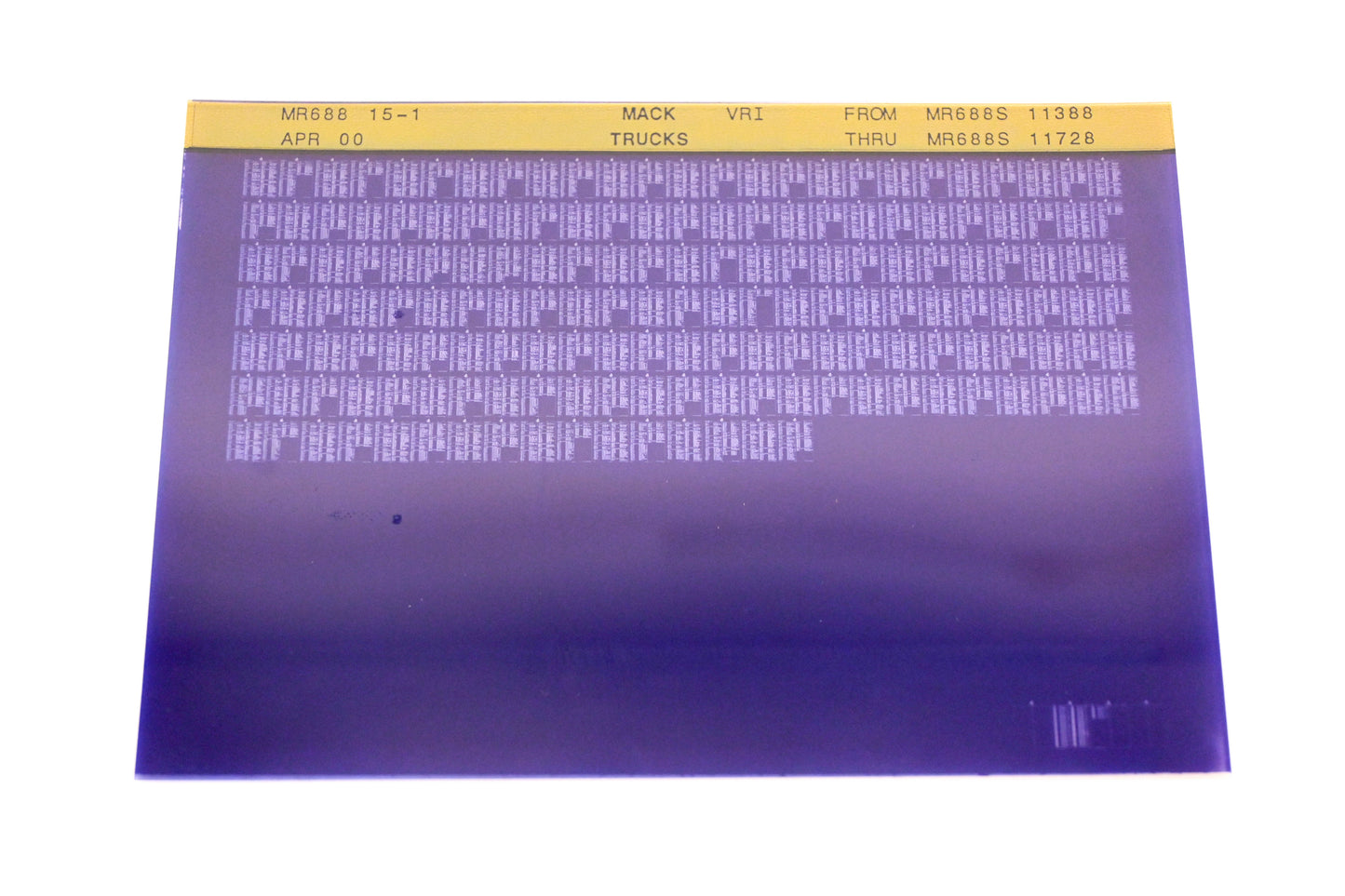 Mack MR688 15-1 MR688S11388 - MR688S11728 VRI Microfiche NOS