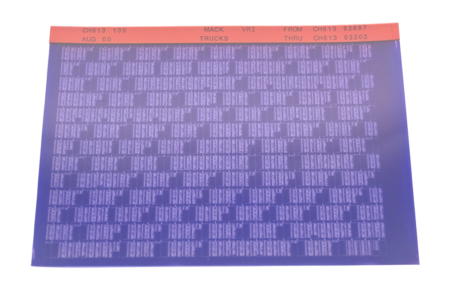 Mack CH613 130 CH61392687 - CH61393202 VRI Microfiche NOS
