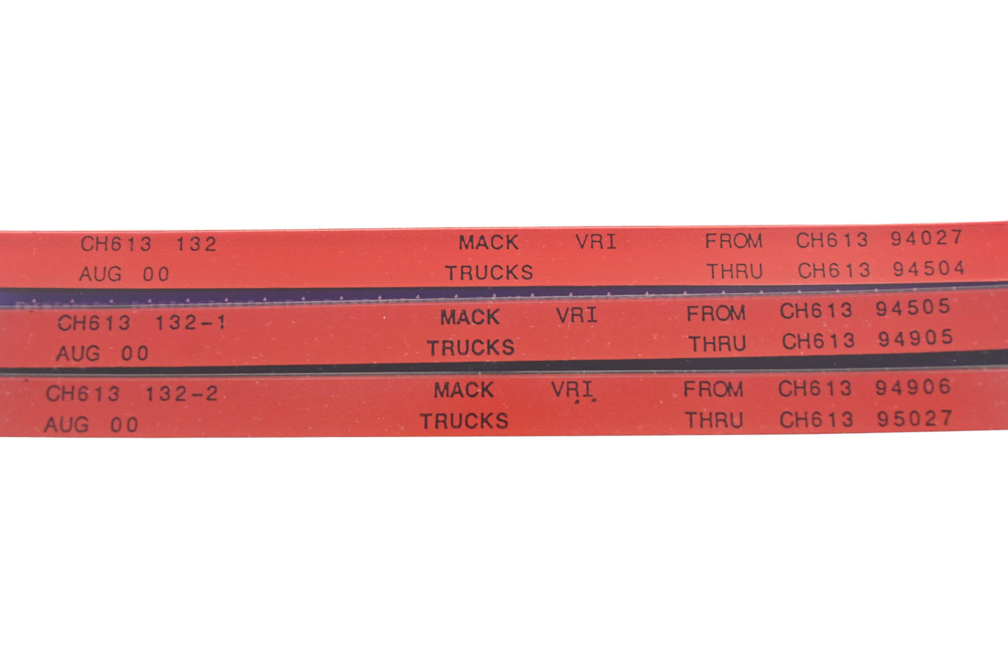 Mack CH613 132, CH613 132-1, CH613 132-2 CH61394027 - CH61395027 VRI Microfiche Lot of 3 NOS