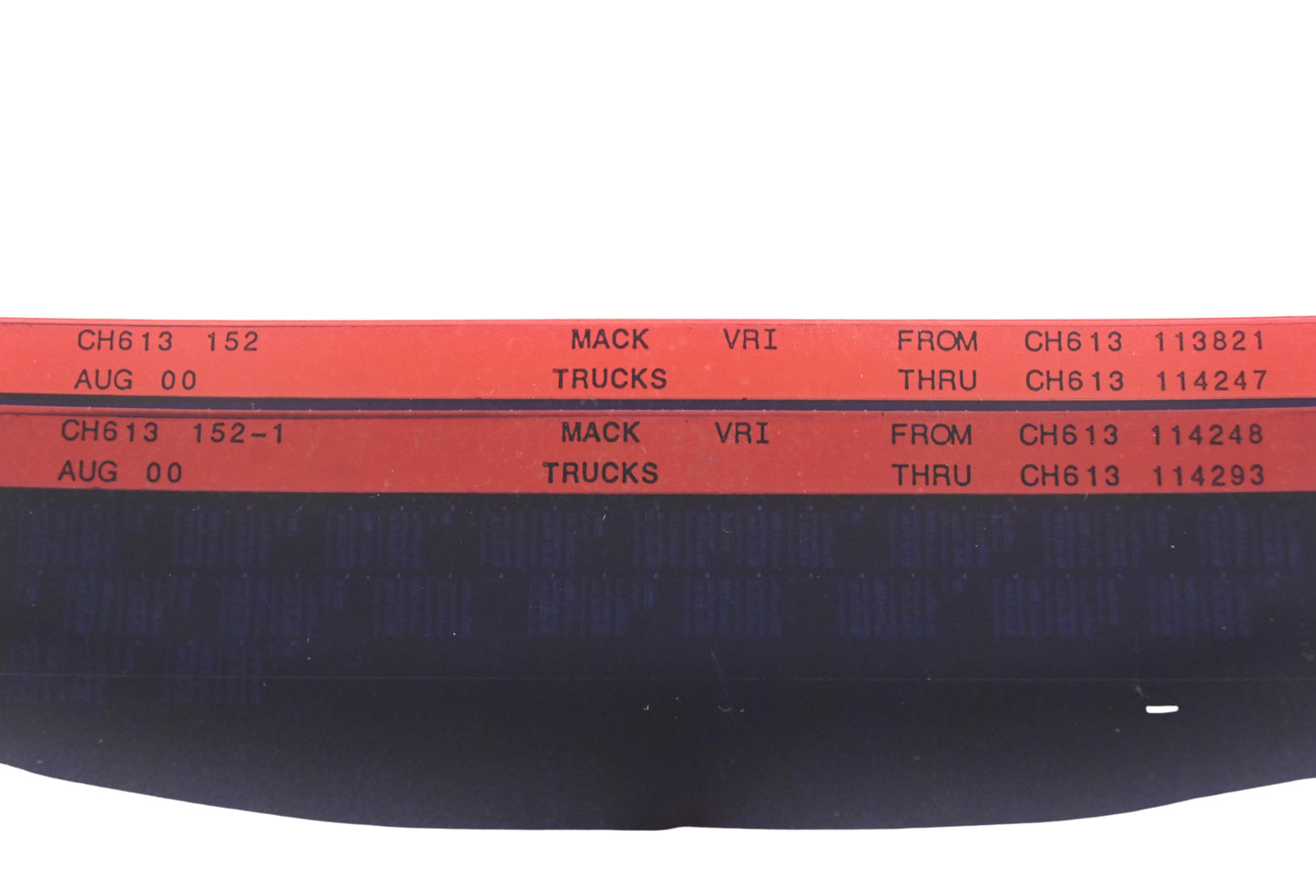 Mack CH613 152, CH613 152-1 CH613113821 - CH613114293 VRI Microfiche Lot of 2 NOS