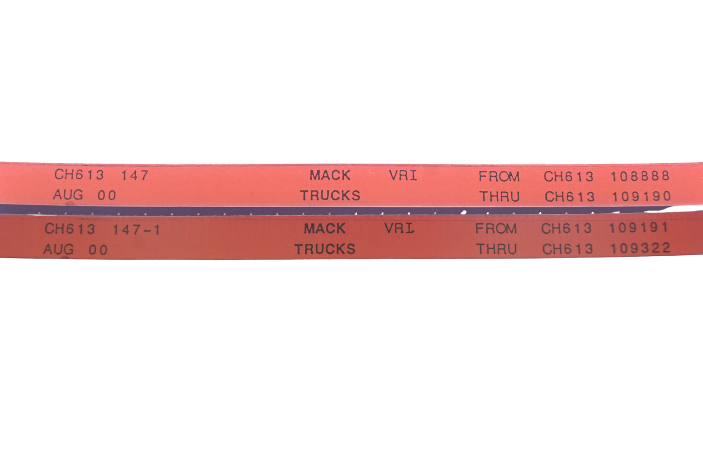 Mack CH613 147, CH613 147-1 CH613108888 - CH613109322 VRI Microfiche Lot of 2 NOS