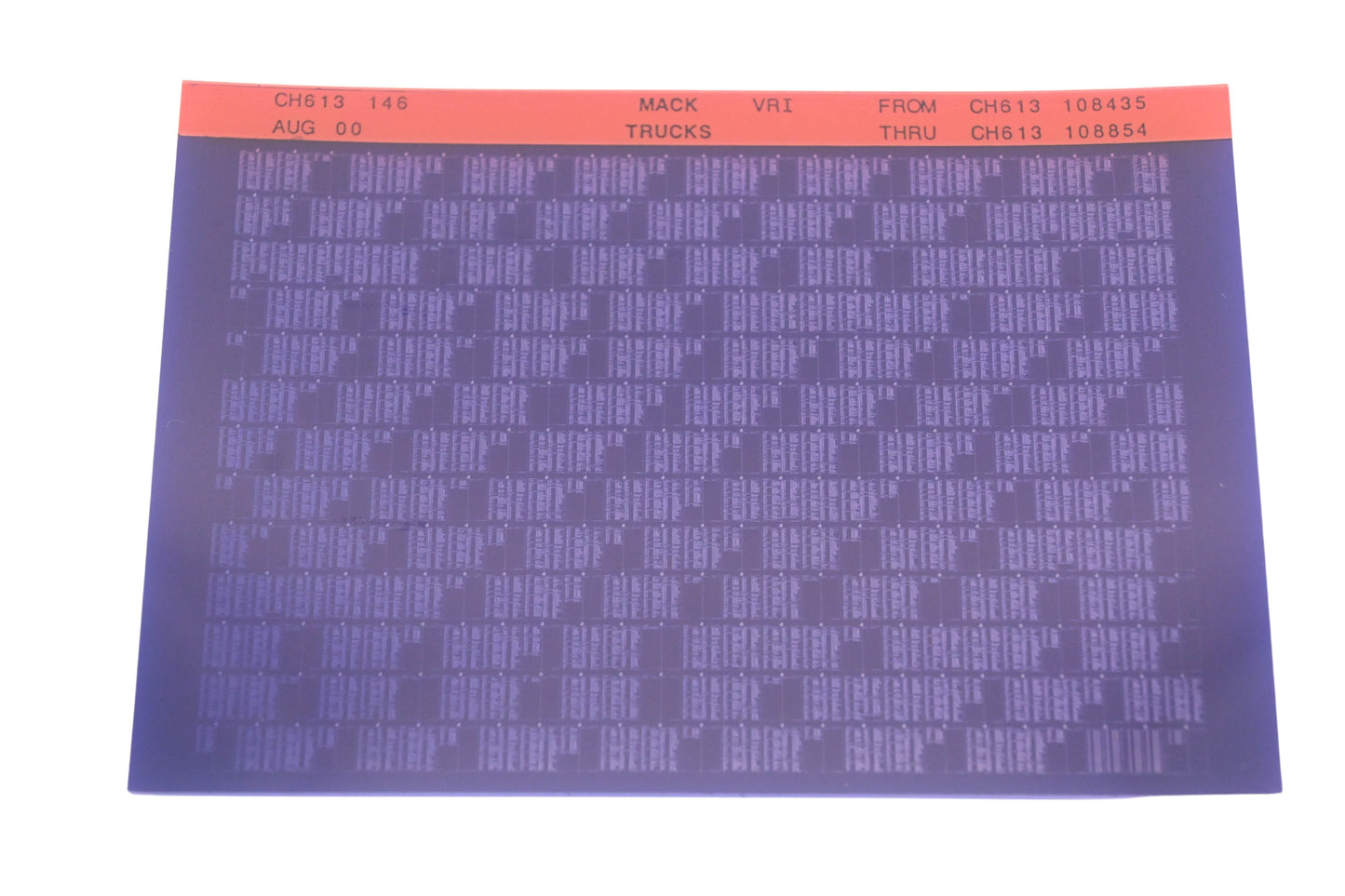 Mack CH613 146 CH613108435 - CH613108854 VRI Microfiche NOS