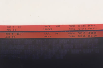 Mack CH613 140, CH613 140-1 CH613104512 - CH613105190 VRI Microfiche Lot of 2 NOS