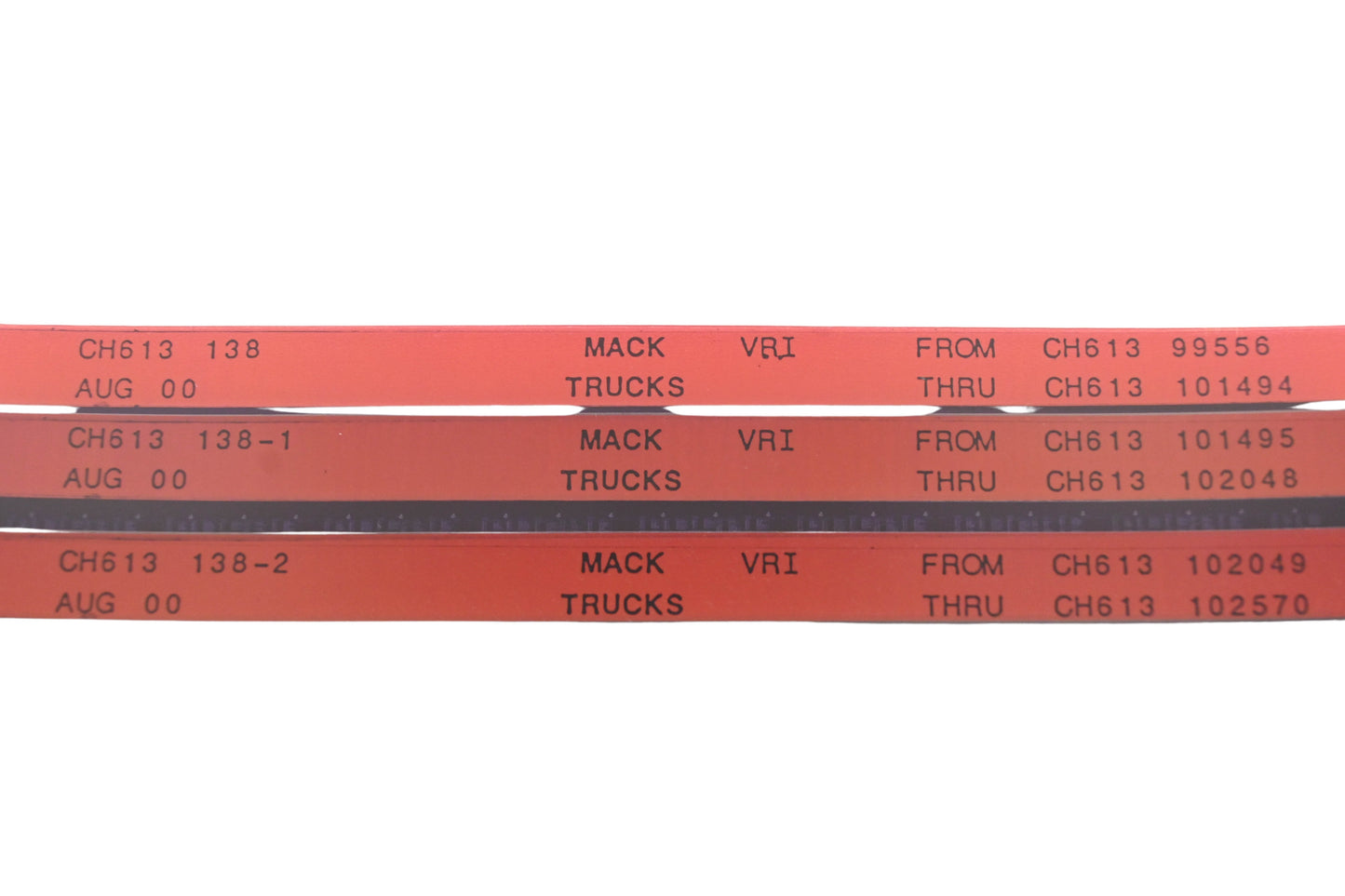 Mack CH613 138, CH613 138-1, CH613 138-2 CH61399556 - CH613102570 VRI Microfiche Lot of 3 NOS