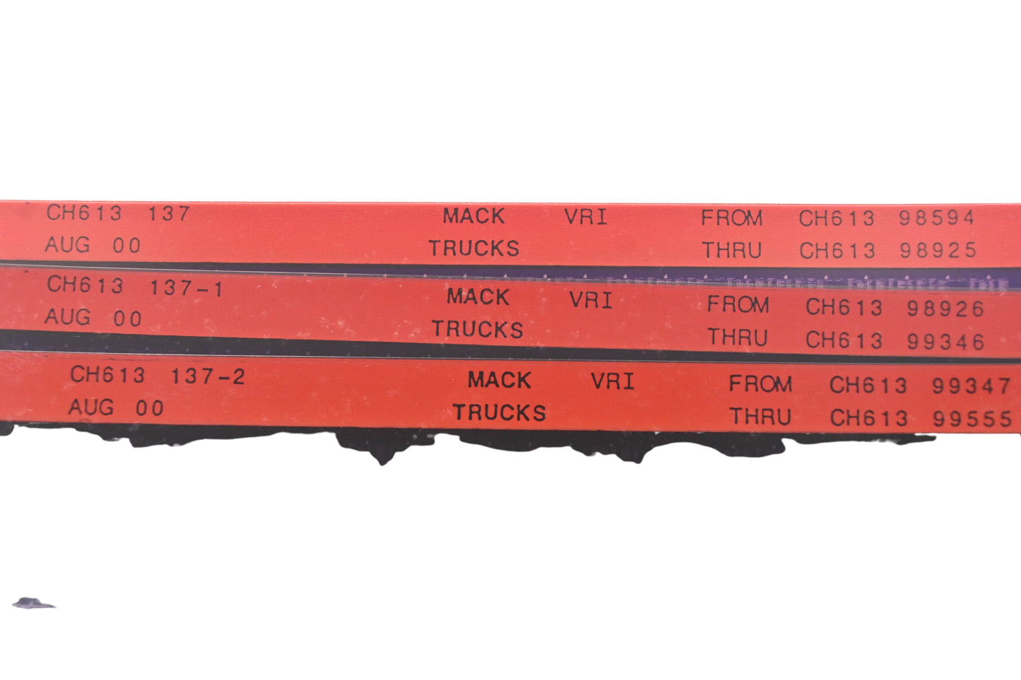 Mack CH613 137, CH613 137-1, CH613 137-2 CH61398594 -CH61399555 VRI Microfiche Lot of 3 NOS
