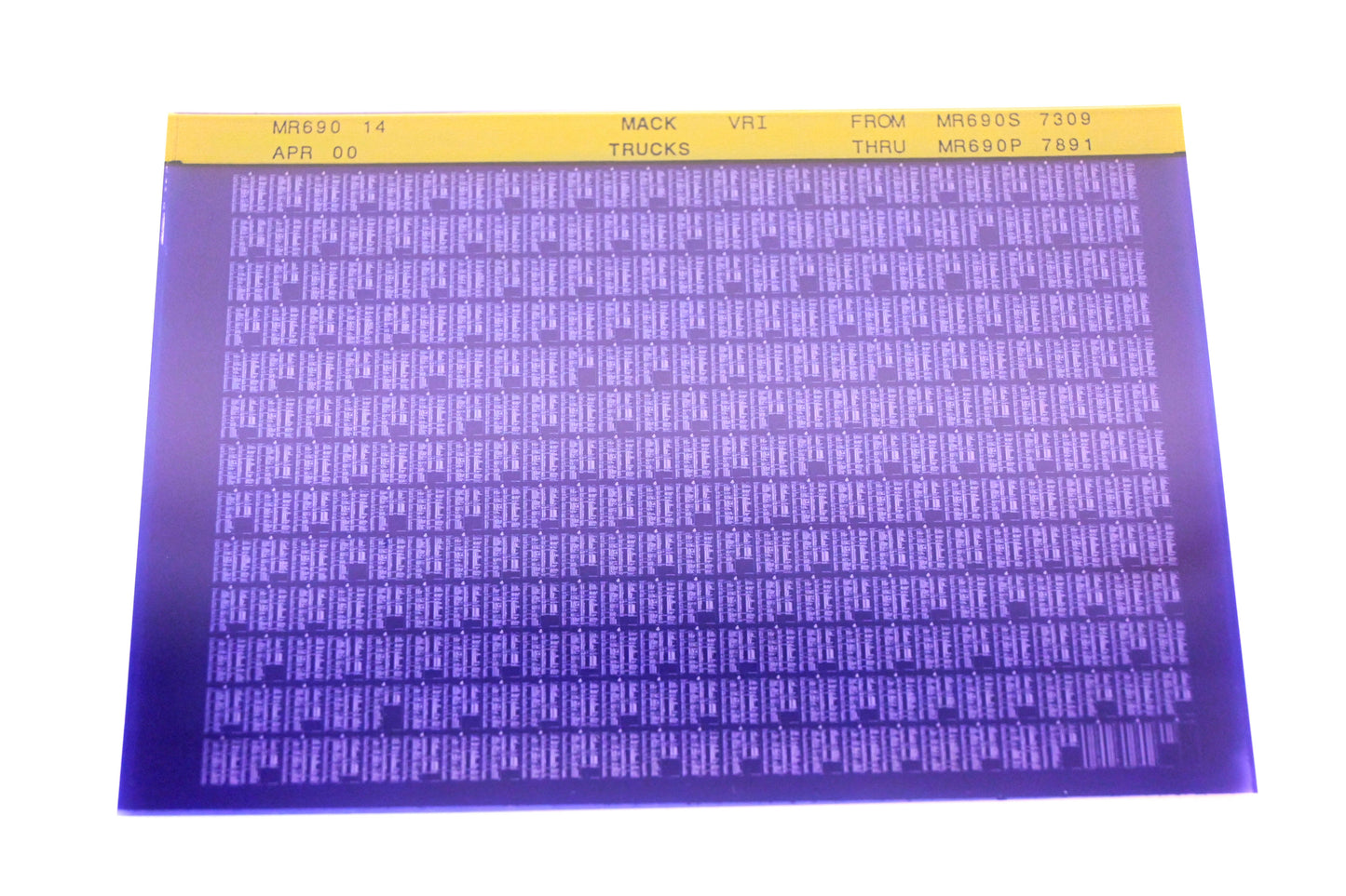 Mack MR690 14 MR690S7309 - MR690S7891 VRI Microfiche NOS