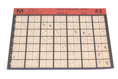 Murray 43 Snow Throwers Index A-1 Rev:10/97 Microfiche