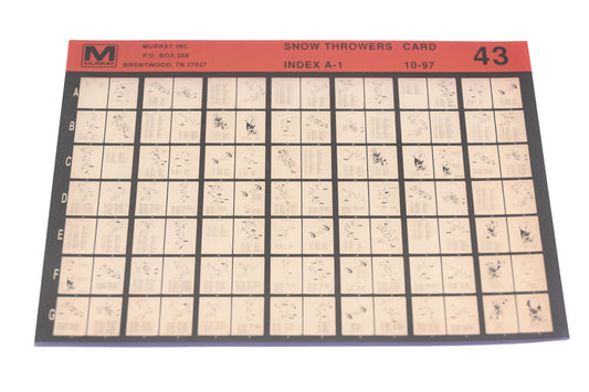 Murray 43 Snow Throwers Index A-1 Rev:10/97 Microfiche
