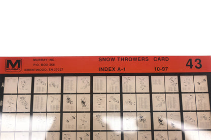 Murray 43 Snow Throwers Index A-1 Rev:10/97 Microfiche