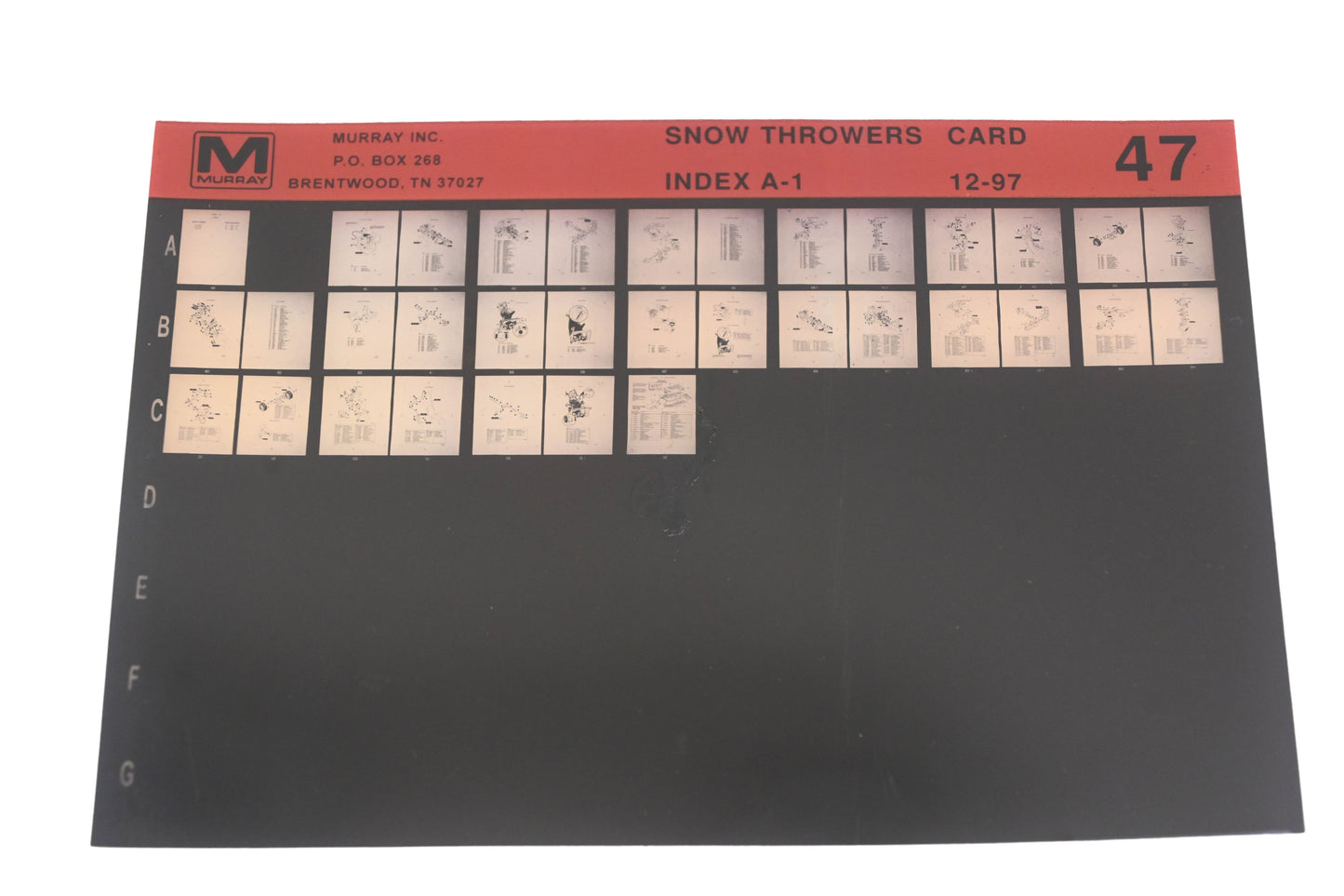 Murray 47 Snow Throwers Index A-1 Rev:12/97 Microfiche
